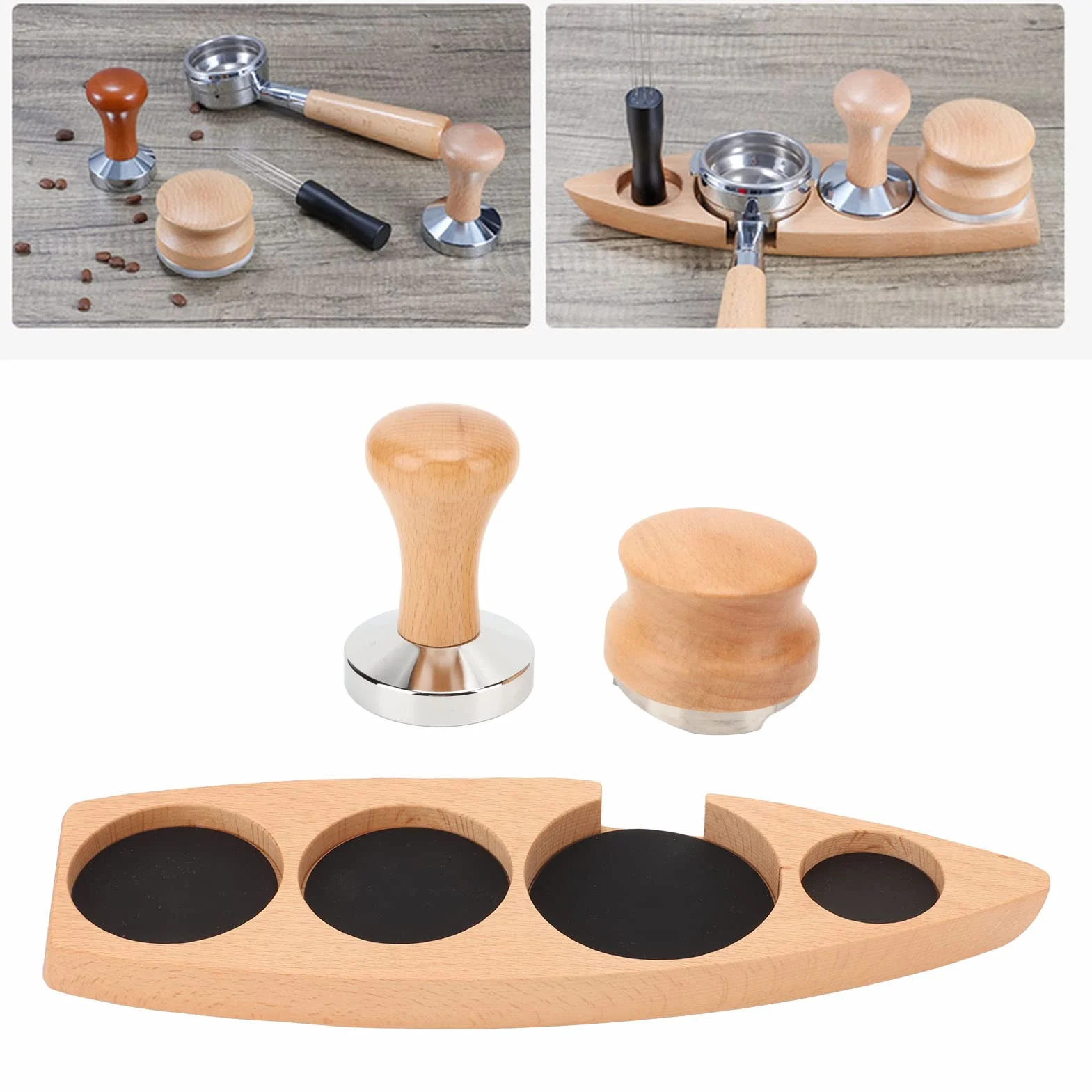 Dystrybutor Ubijaka do Kawy Zestaw Uchwytów Dystrybutora Kawy Mielonej Młotek do Kawy Espresso Stacja Ubijania Filtr do Kawy Uchwyt Sabotażu Organizacja dla(Do podstawy 58 mm, sabotażu 58 mm,)