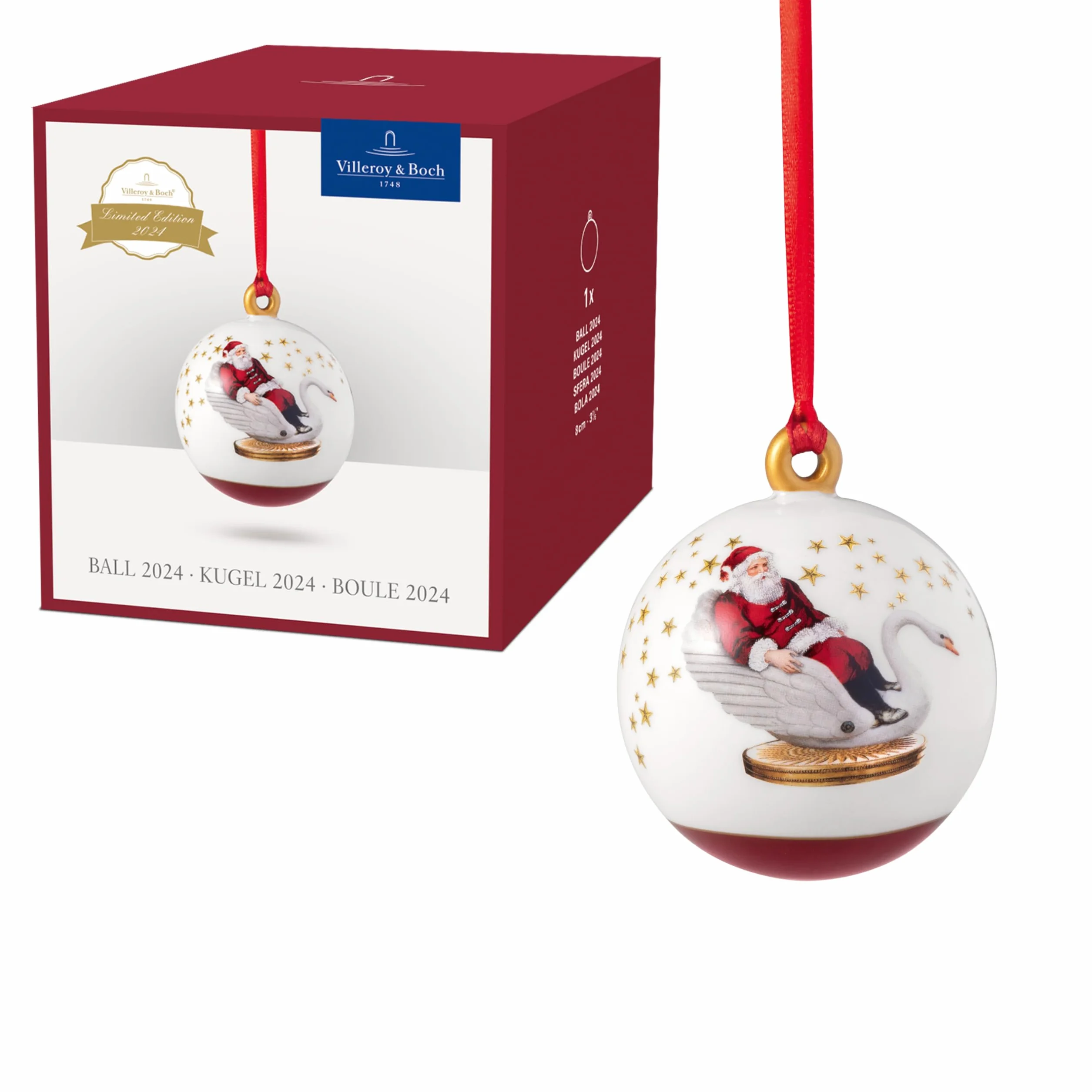 Villeroy & Boch – Annual Christmas Edition, ozdoba, bombka, edycja 2024, porcelana Premium, ekskluzywny przedmiot kolekcjonerski, 6,5 x 6,5 x 8 cm