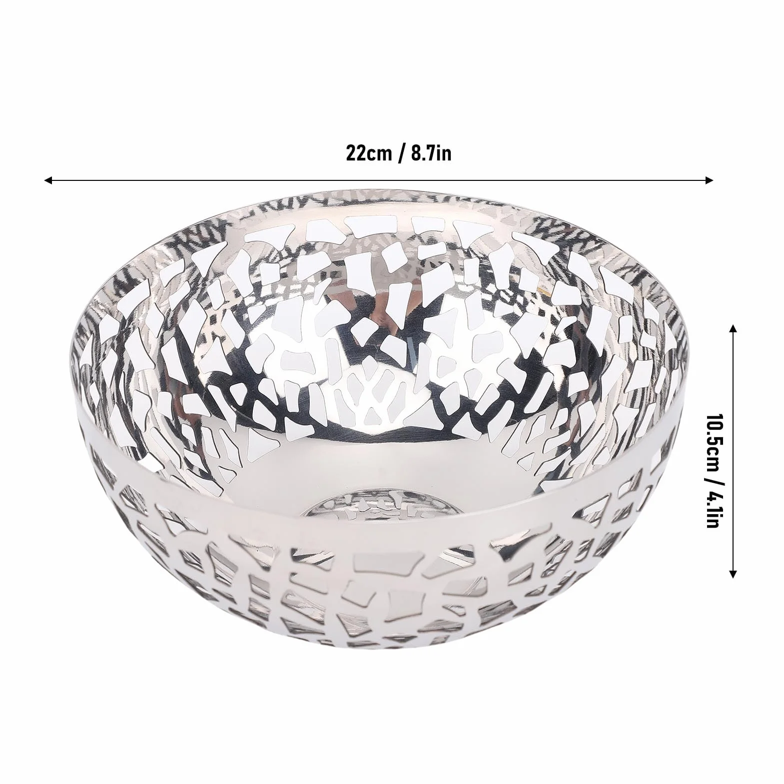 SIXRUN Edelstahl Obstschale, Nowoczesny Kosz na Owoce, Duży Dekoracyjny Wazon na Owoce do Domu, Biura, Pikniku, Przyjęcia (22 cm)