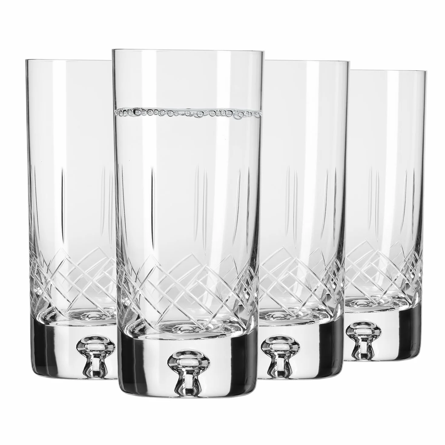 KROSNO Saga Szklanki do Whisky, Wody i Koktajli 300 ml, 4 Szt., Kryształowe, Cięte Szkło, Luksusowe Szklanki do Drinków i Alkoholu