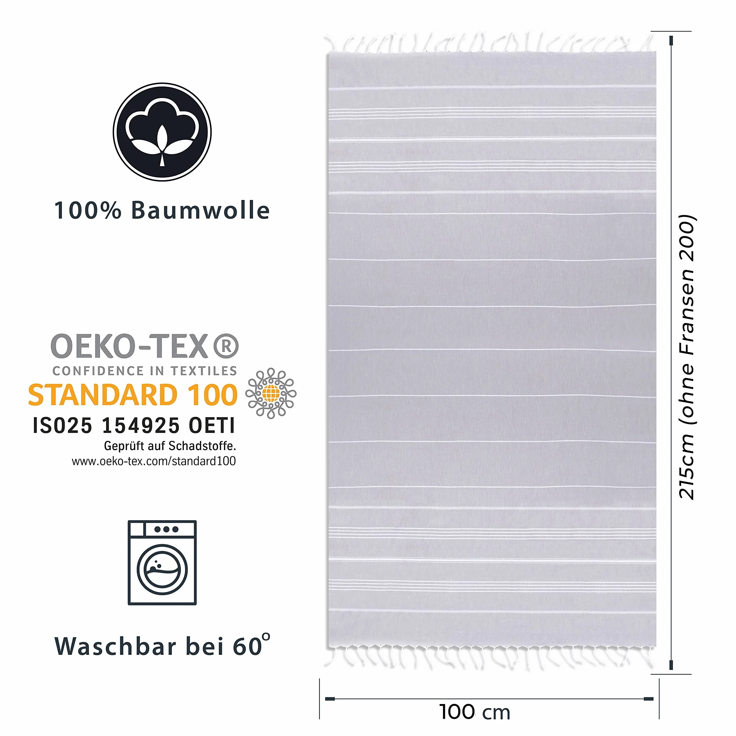 Ręcznik premium 100% bawełna Oeko-Tex 200 XXL 100 x 200 cm szary