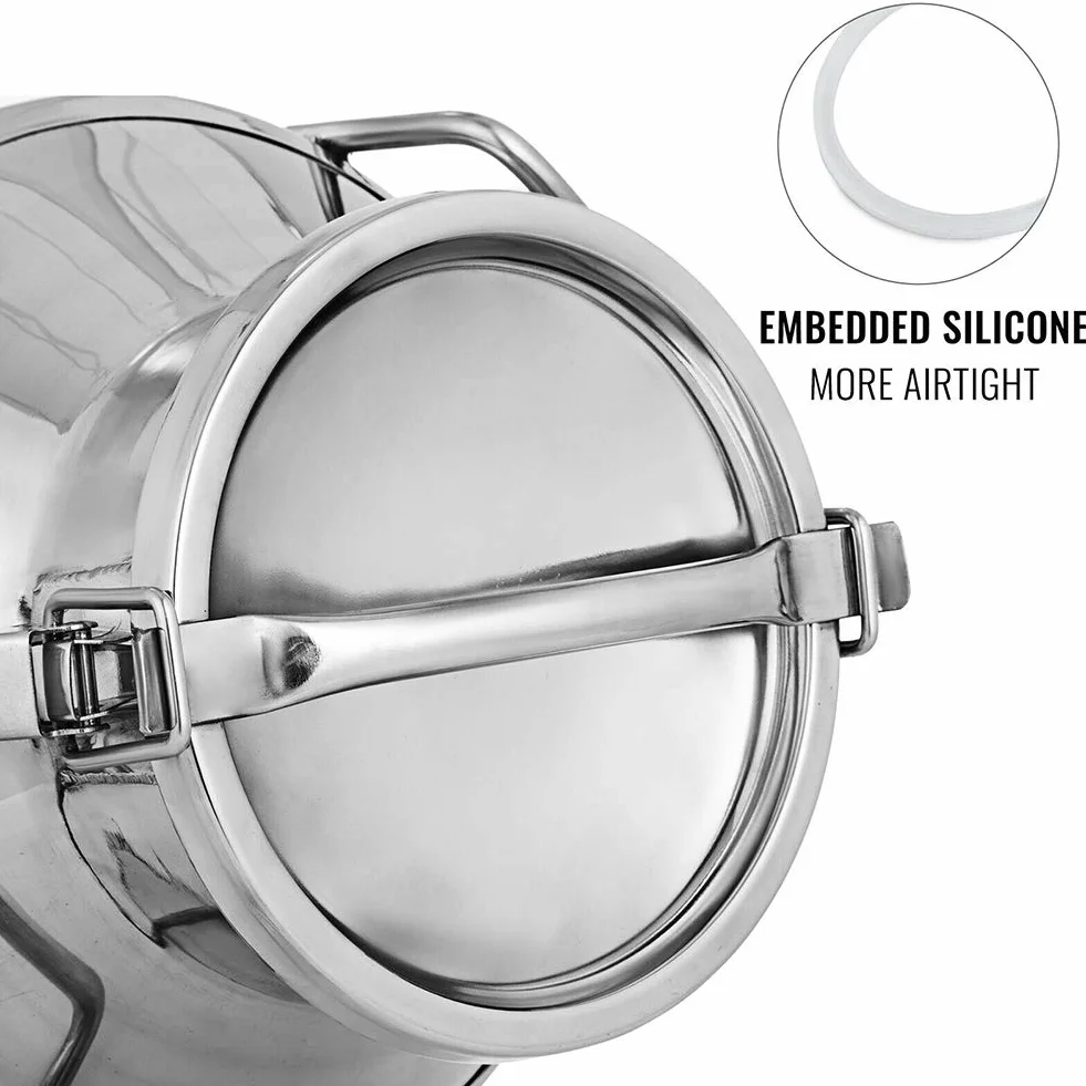 Wiadro na mleko ze stali nierdzewnej, kanister na mleko, pojemnik do przechowywania produktów mlecznych, dzbanek z hermetyczną pokrywką - srebrny, 40 l (15 l)