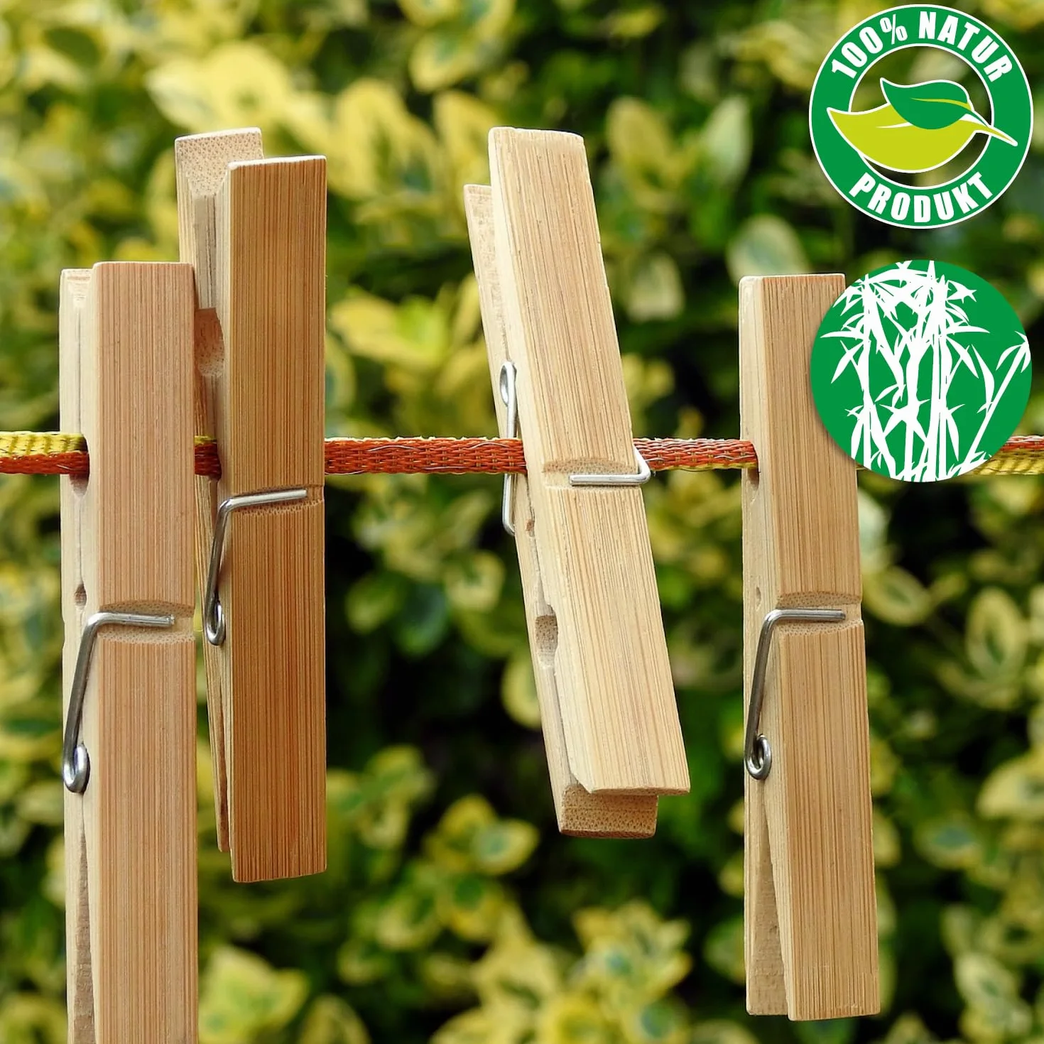 COM-FOUR® 60x Bambusowe klamerki do ubran - zrównowazone drewniane klamerki - klamerki do wieszania prania, rekodziela, dekoracji - klamerki bambusowe (Bambus - 60 sztuk)