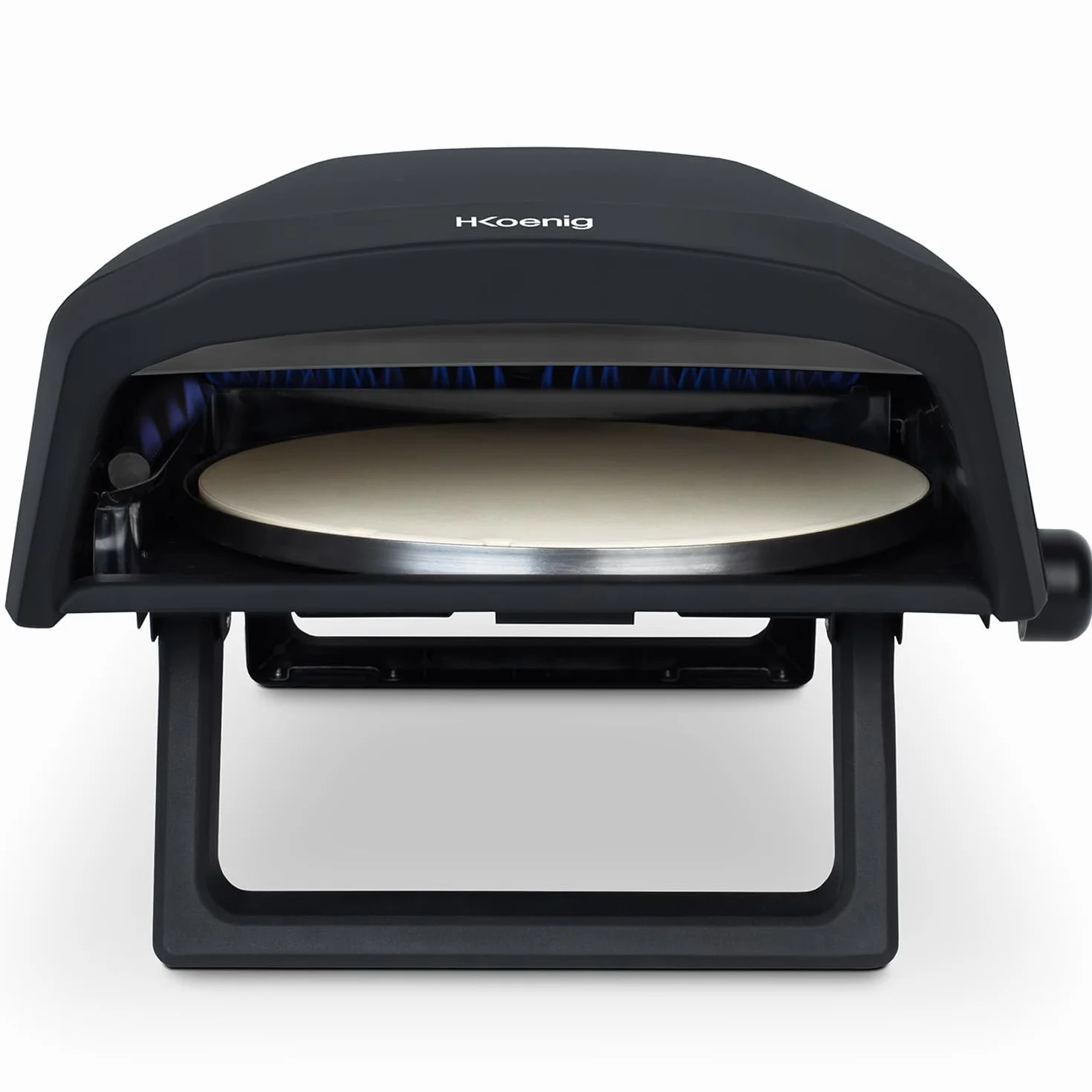 H.Koenig GINO640 piec do pizzy gazowy, stal nierdzewna, 32 cm, powierzchnia obrotowa o 360 stopni, kamień Cordierite, do 500°C, składane nóżki, łopatka do pizzy i regulator
