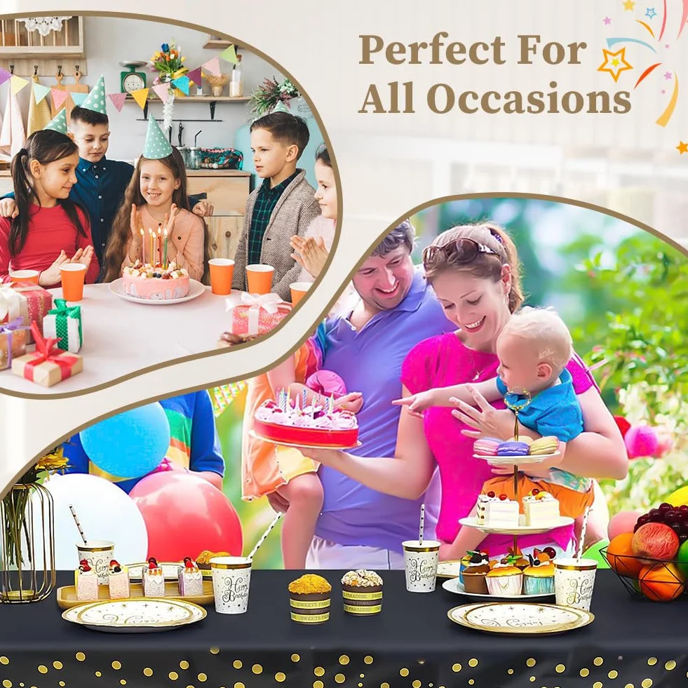 2 szt. Prostokątny plastikowy obrus w kropki (137 x 274 cm), łatwy do wytarcia, wodoodporny, obrus na baby shower, wydarzenia, ślub, urodziny, Boże Narodzenie, przyjęcie, dekoracje stołu