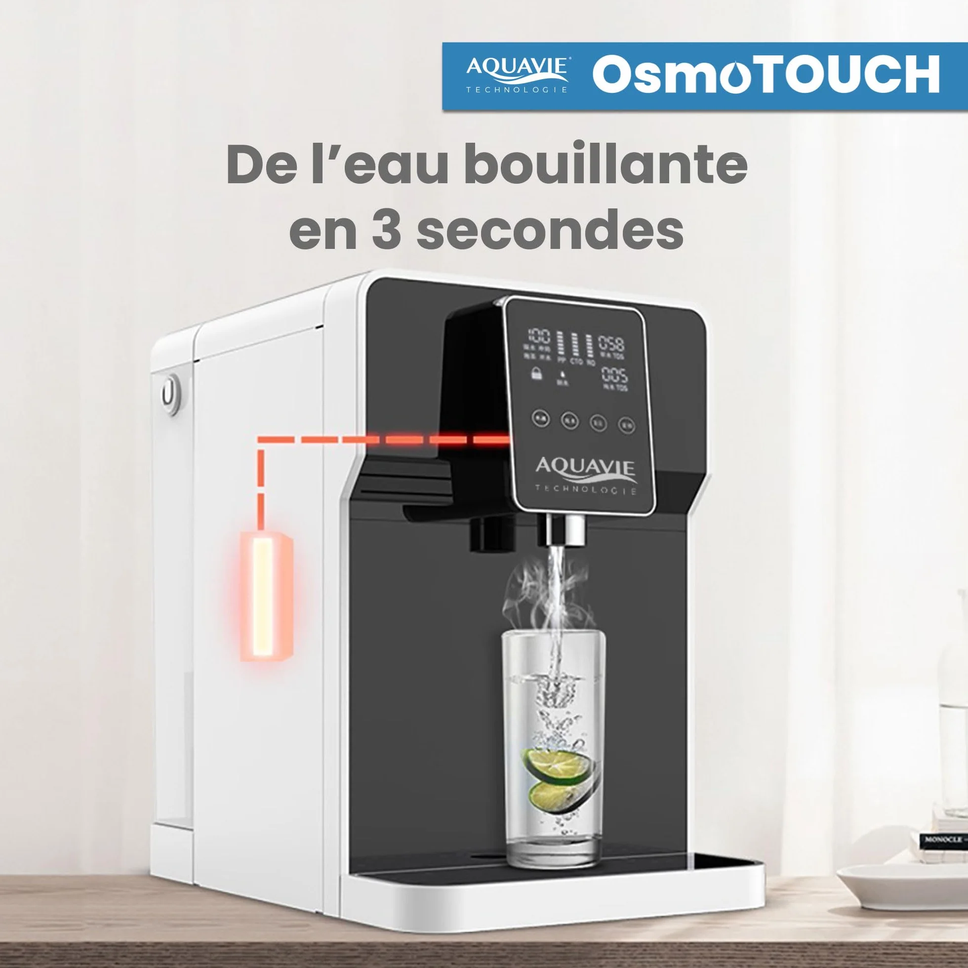 OsmoTOUCH - Fontanna na wodę oczyszczoną z odwróconej osmozy i sterylizacji - natychmiastowy dozownik ciepłej i ciepłej wody - zbiornik 4,5 l
