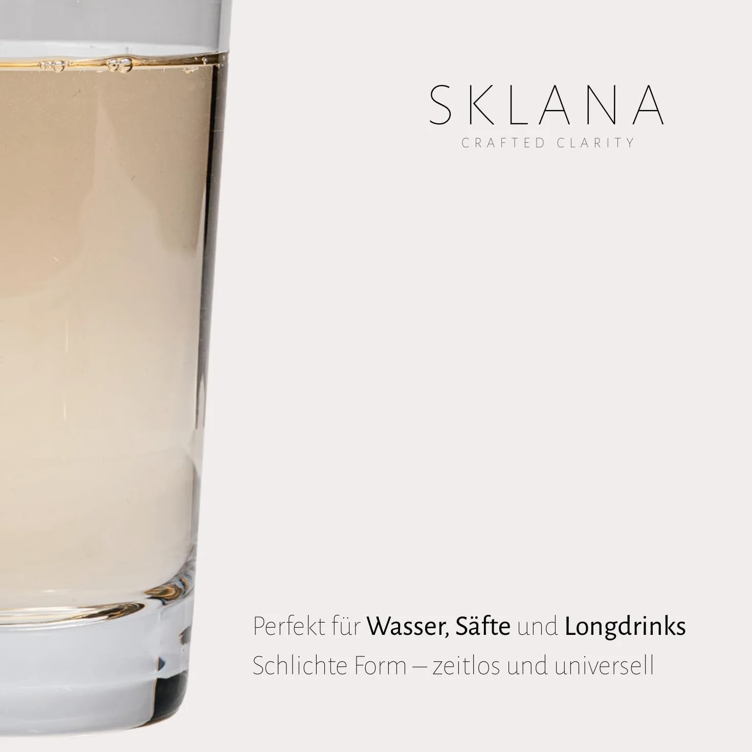 Szklanki wysokie 300 ml - zestaw 6 sztuk - ręczne szkło kryształowe premium, smukłe szklanki do wody, soków i drinków