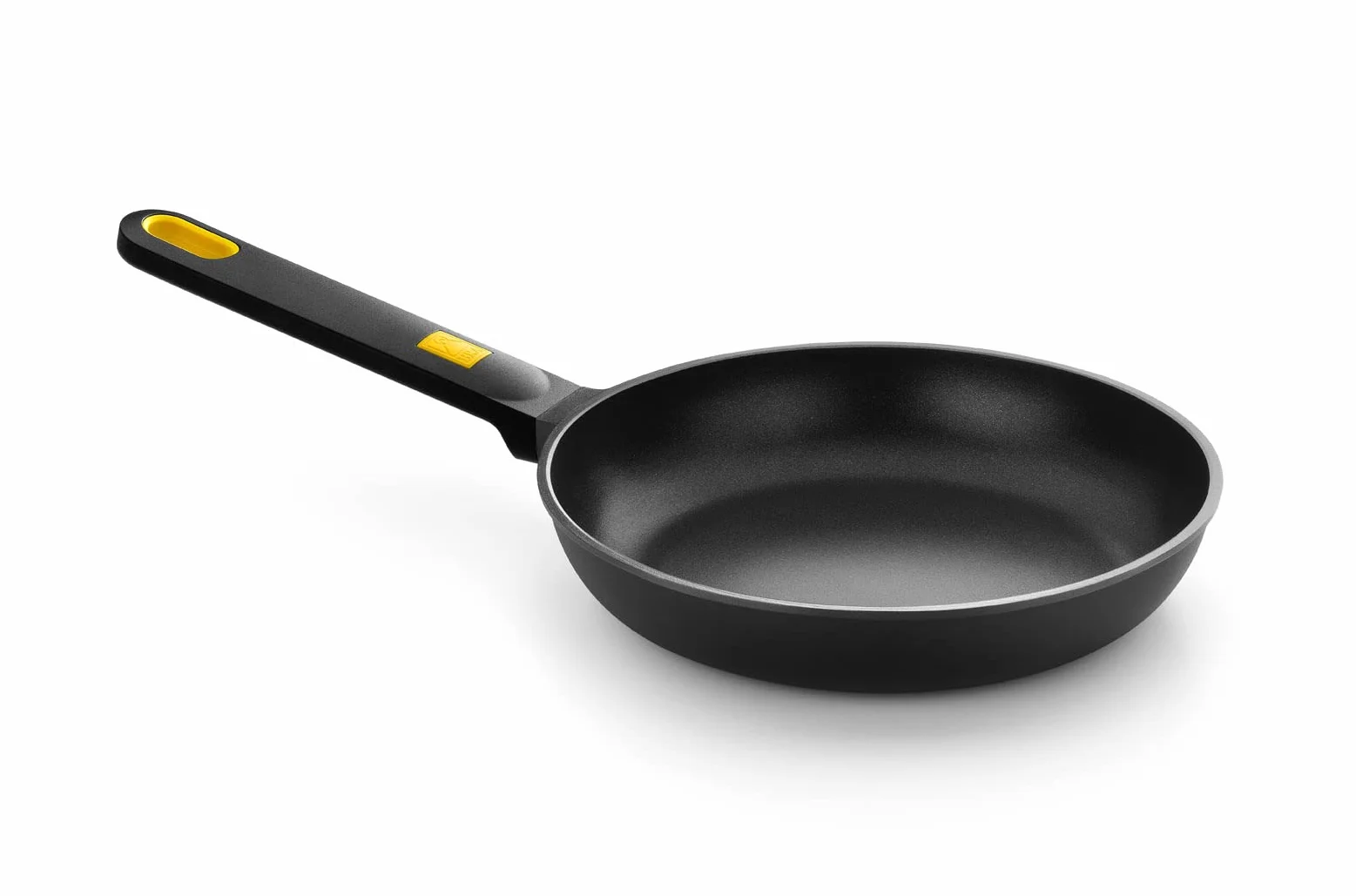 BRA Daily Pro - zestaw 3 patelni odlewu aluminiowego 20-24-28 cm, trójwarstwowa nieprzywierająca bez PFOA, nadają się do wszystkich rodzajów kuchenek i indukcyjnych, kolor czarno-żółty