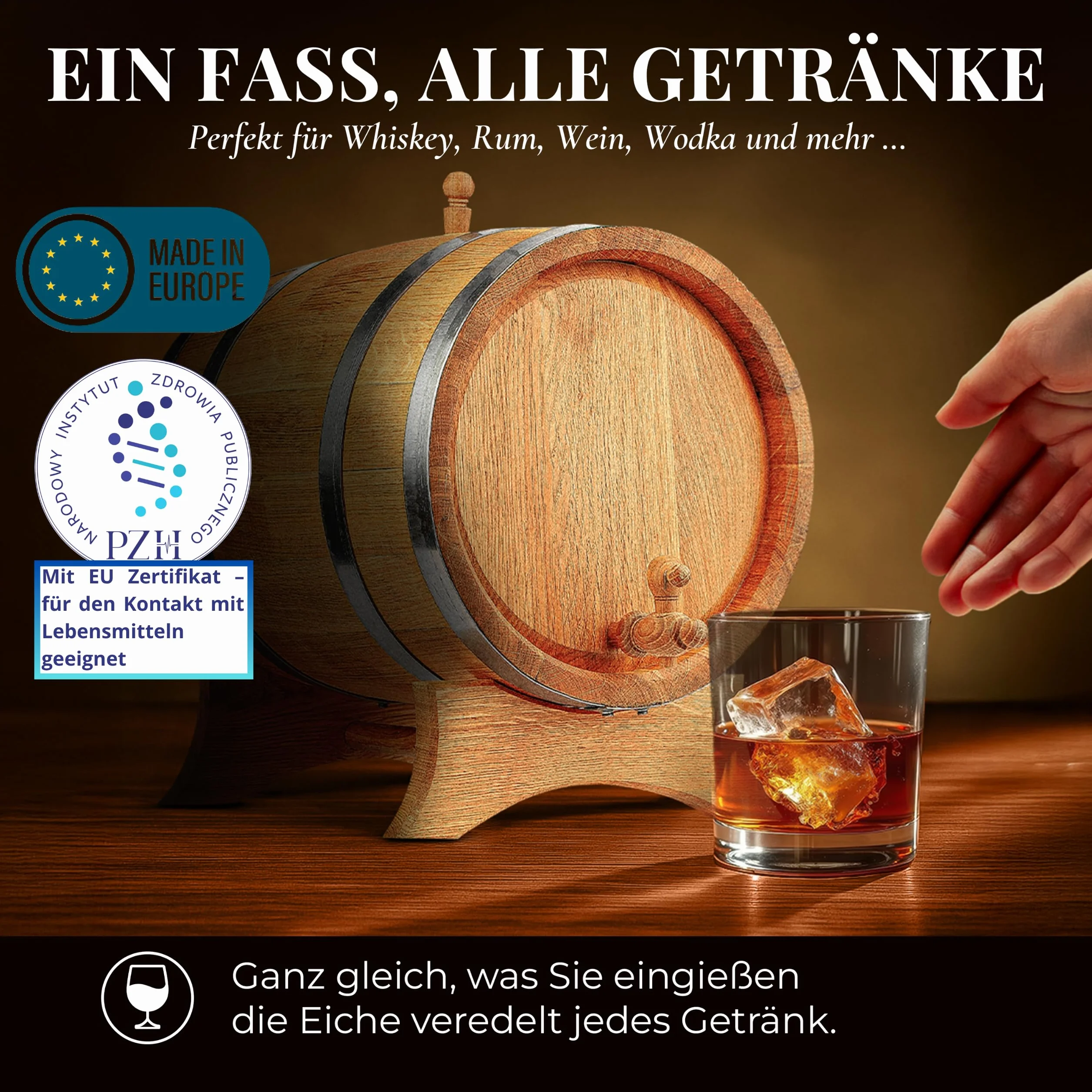 Dębowa beczka drewniana 5 litrów na whisky wino alkohol