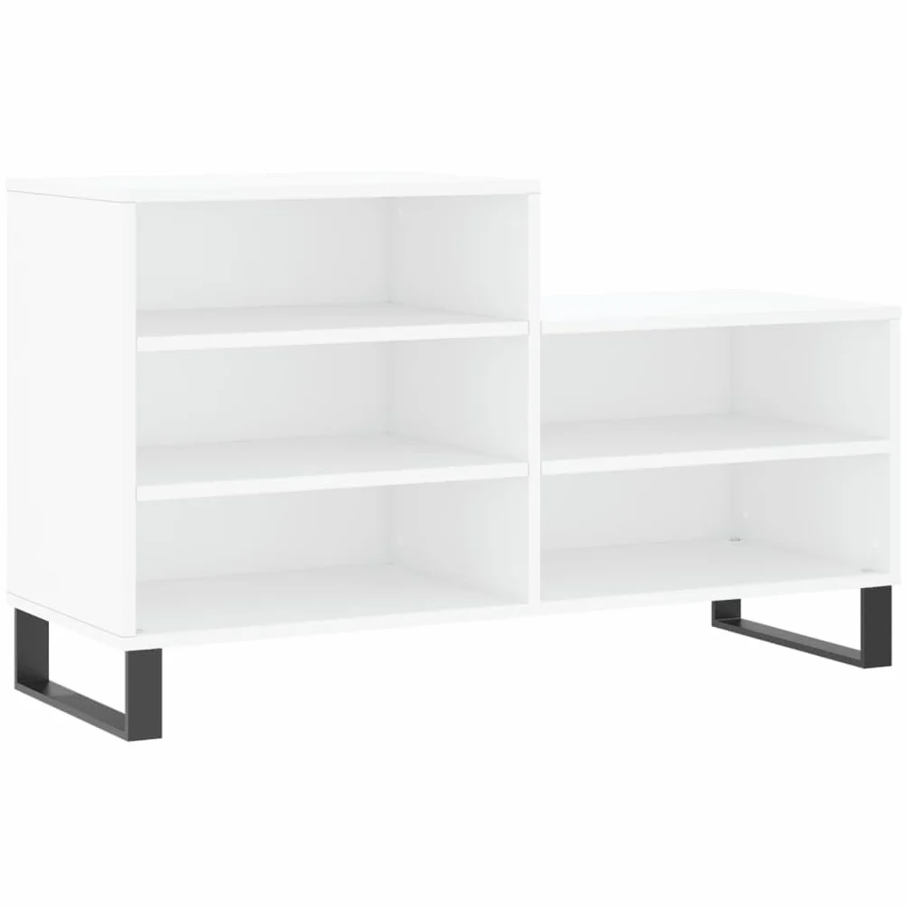 Szafka na buty, biała, 102 x 36 x 60 cm, wykonana z materiału drewnopochodnego, z 5 półkami i metalowymi nogami, przechowywanie butów bez kurzu, wytrzymała górna płyta do dekoracji