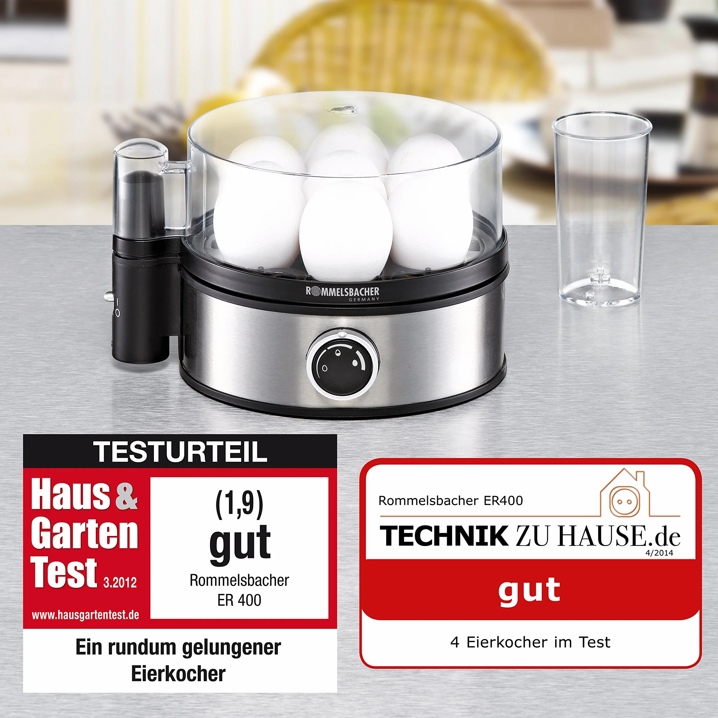 ROMMELSBACHER - ER 400 - Gotownica do jajek, 400 W, stal nierdzewna