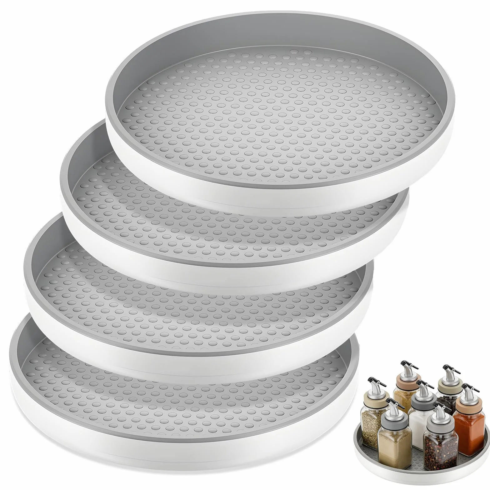 Lazy Susan organizer do lodówki obrotowy 360° zestaw 4 sztuk