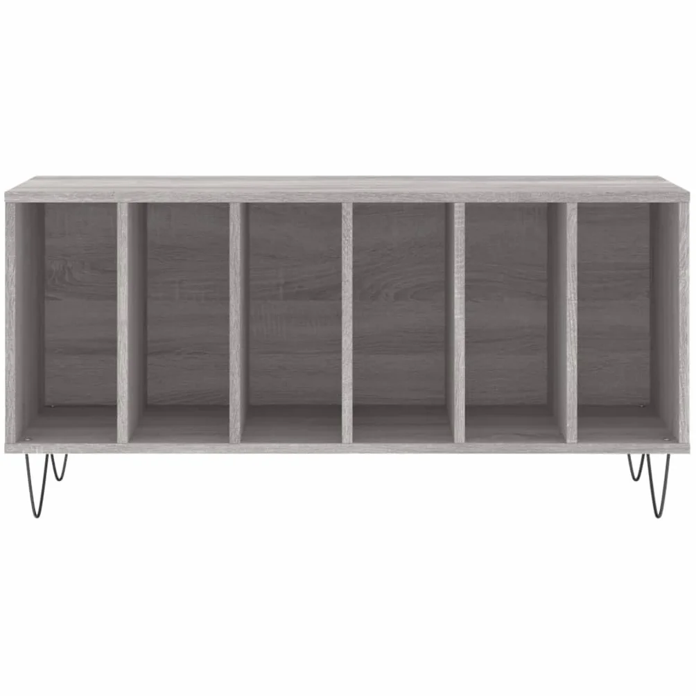 Sonoma szara drewniana szafka na płyty z żelaznymi nogami, 100 x 38 x 48 cm, regał multimedialny, regał na płyty winylowe, do przechowywania multimediów, do salonu lub biura, blat