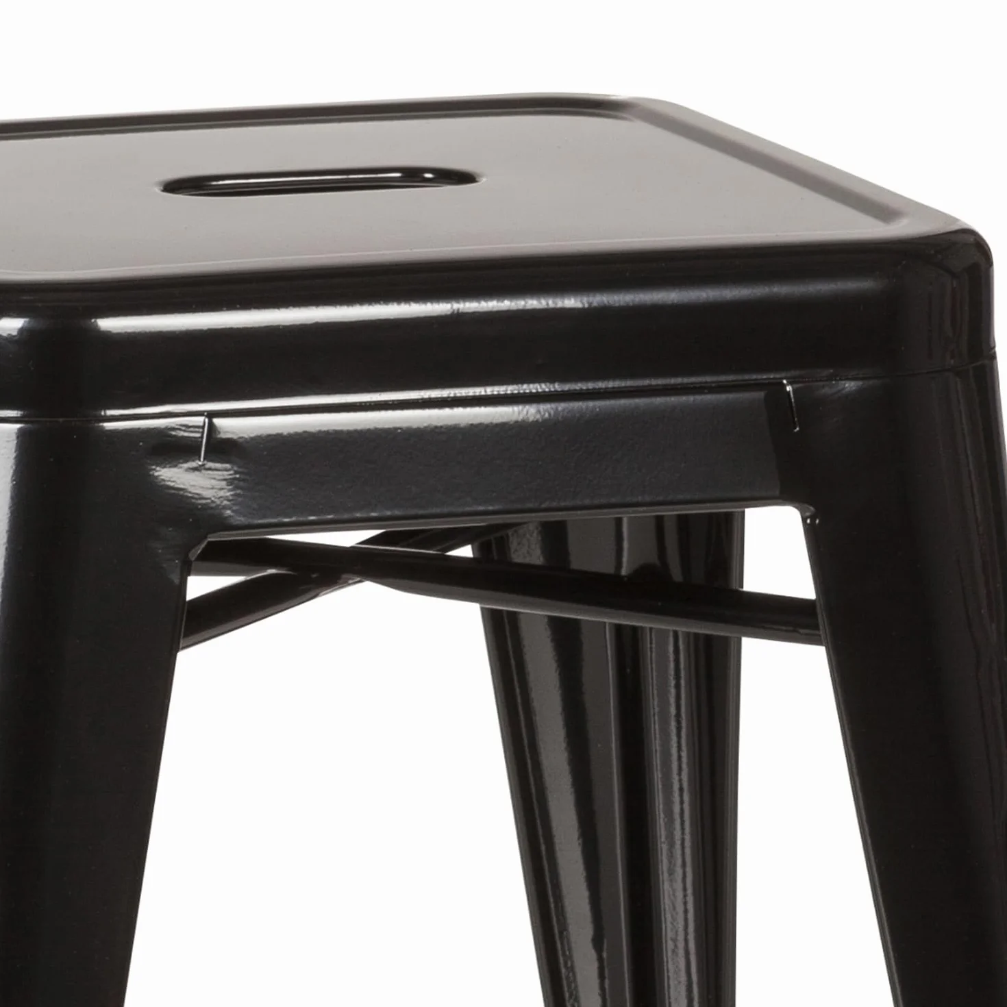 hjh OFFICE 645000 metalowy taboret VANTAGGIO czarny taboret do siedzenia w stylu industrialnym, można układać w stos, niski