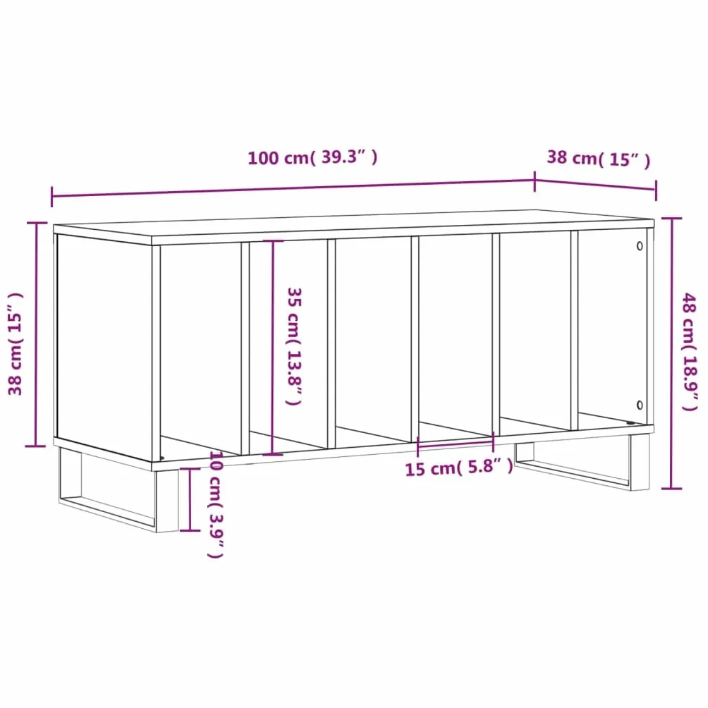 Szafa panelowa, betonowa, szara, 100 x 38 x 48 cm, materiał drewnopochodny, miejsce do przechowywania płyt winylowych