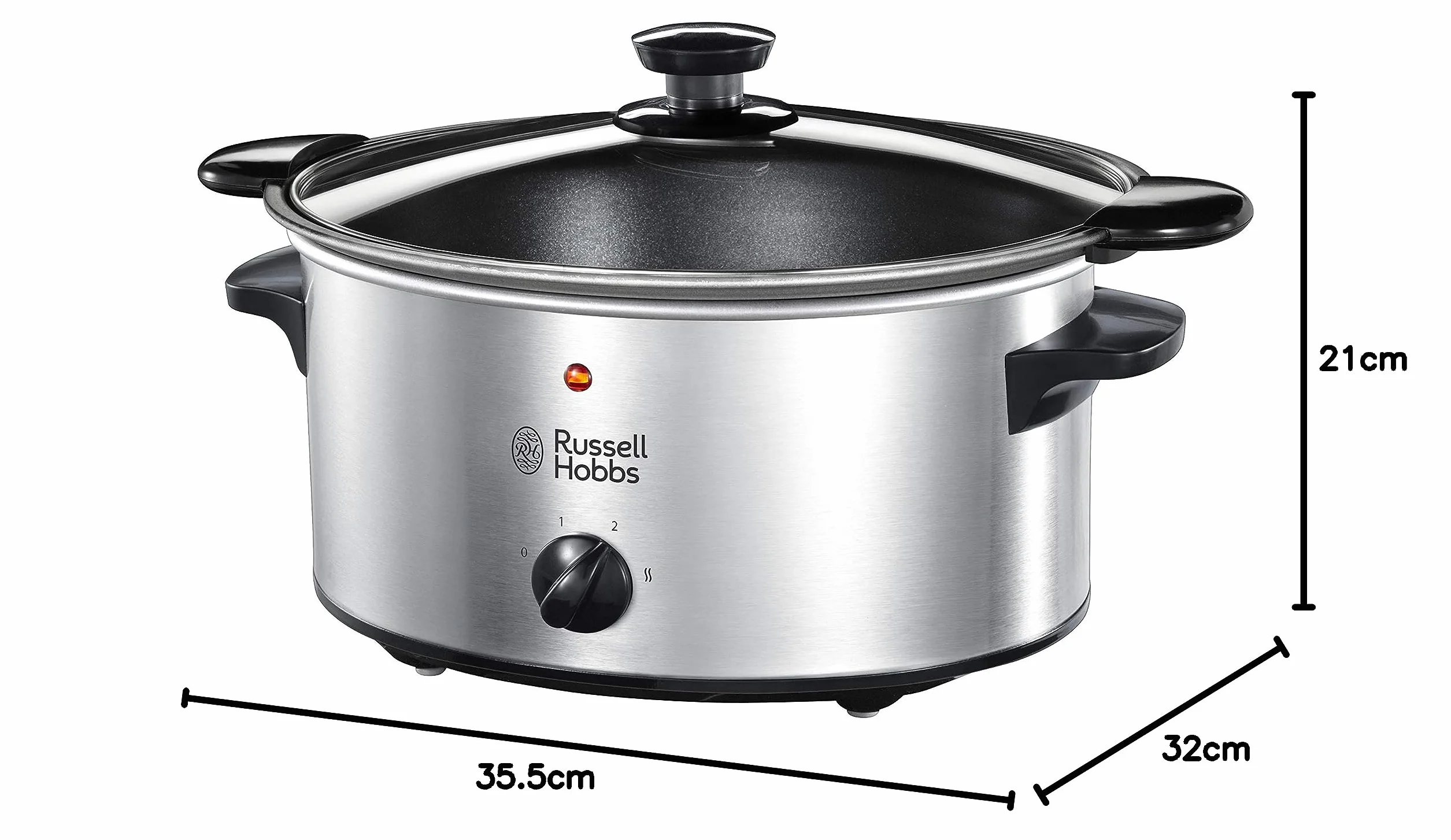 Russell Hobbs wolnowar, 3 ustawienia temperatury, pojemność 3,5l, wyjmowany garnek, funkcja utrzymania ciepła, stal nierdzewna, moc 160W, srebrny, Cook@Home Slowcooker 22740-56