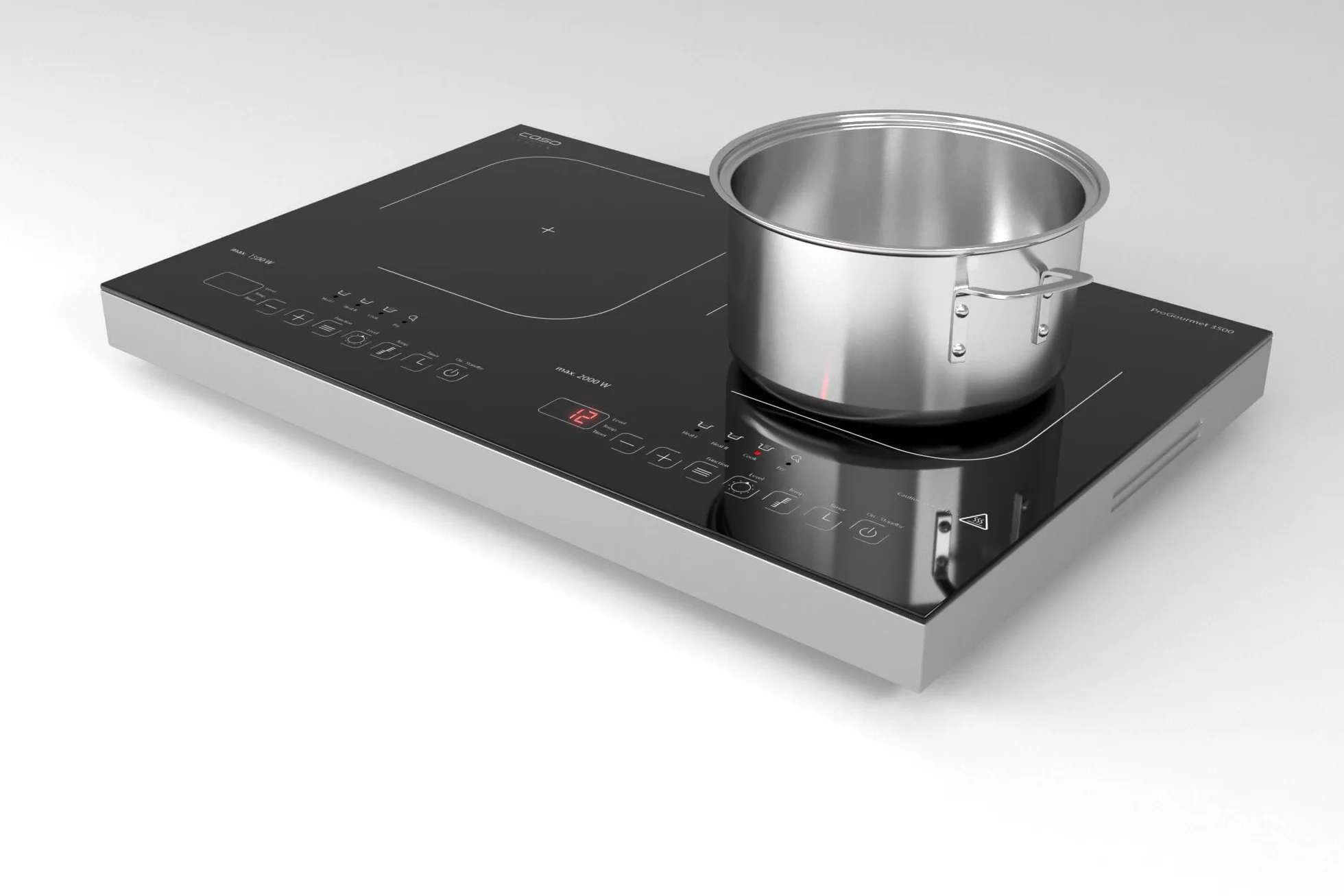 CASO ProGourmet 3500 Podwójna mobilna płyta indukcyjna, 3500 W Powersharing, 60-240°C, 4 funkcje, timer 180 min, garnki do 24 cm, witroceramiczne