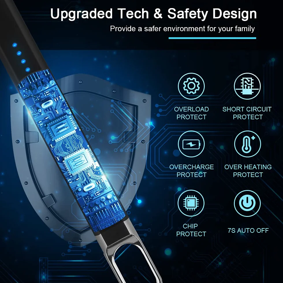 SUPRUS Zapalniczka do świec elektryczna, z łukiem świetlnym, wiatroszczelna, bezpłomieniowa, do ponownego ładowania przez USB z oświetleniem LED, na kemping, grillowanie, gotowanie (czarna)