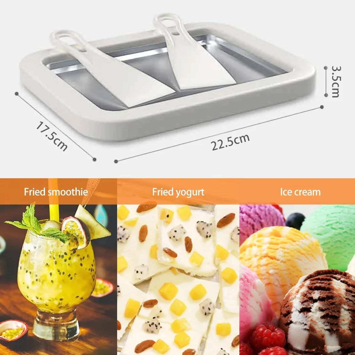 Ice Cream Rolls Maker do robienia lodów "zrób to sam" – maszyna do robienia lodów z 2 szpatułkami, dla dzieci i rodziny, kolor biały, 17 x 22 cm