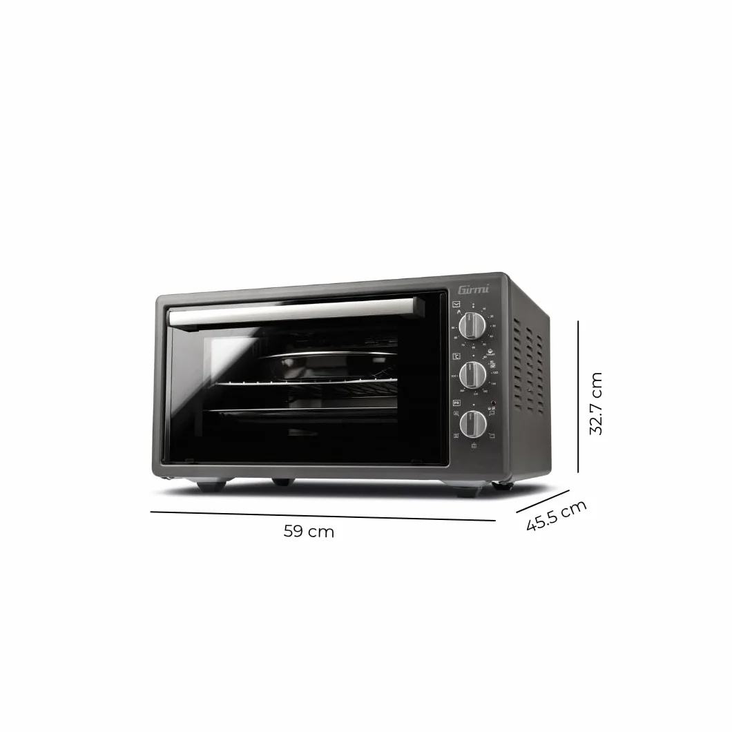 Girmi FE4500 Wentylowany piekarnik elektryczny, 1400 W, 45 litrów, minutnik 90 min, regulowany termostat, podstawowe funkcje gotowania, grill, kombi, akcesoria w zestawie, szary antracytowy