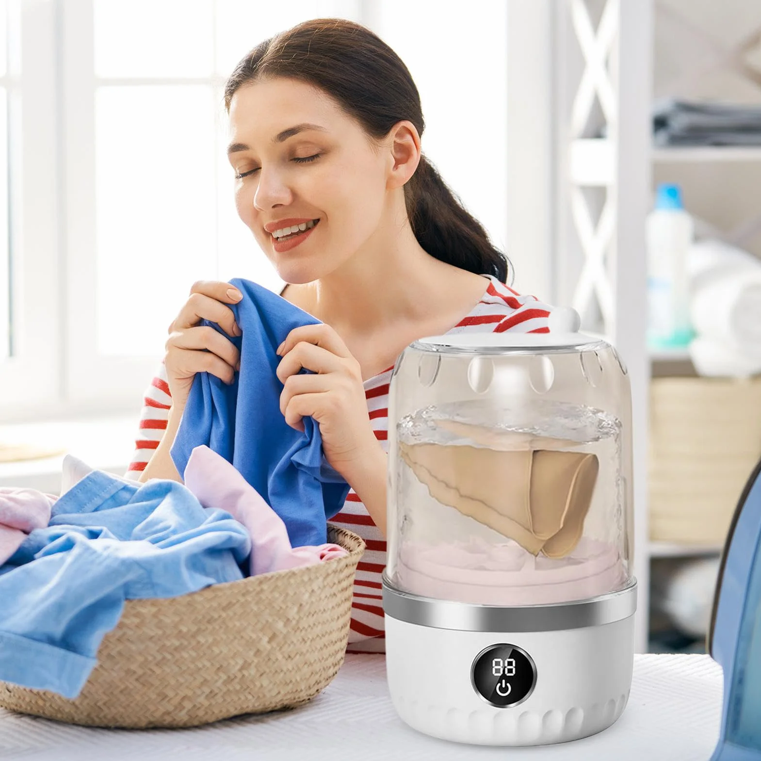Przenośna mini pralka, 1 l mała pralka, ubrania tkaniny do prania urządzeń do skarpet bielizna podróże akademiki apartamenty kemping