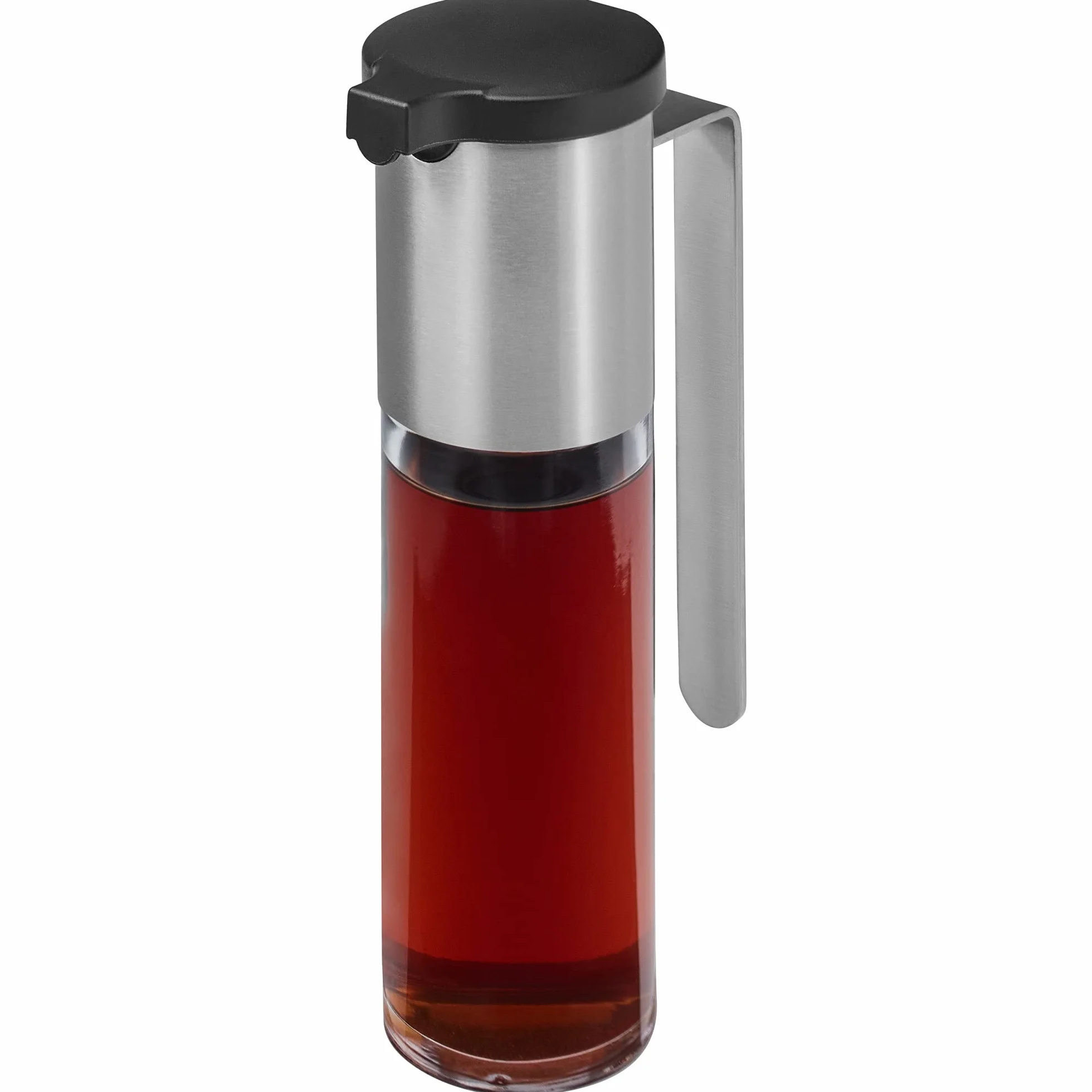 WMF Podstawowy dozownik octu i oleju 120 ml, dozownik octu i oleju z pokrywką aromatyczną, otworem zwrotnym, szklanym pojemnikiem, matowana stal nierdzewna Cromargan