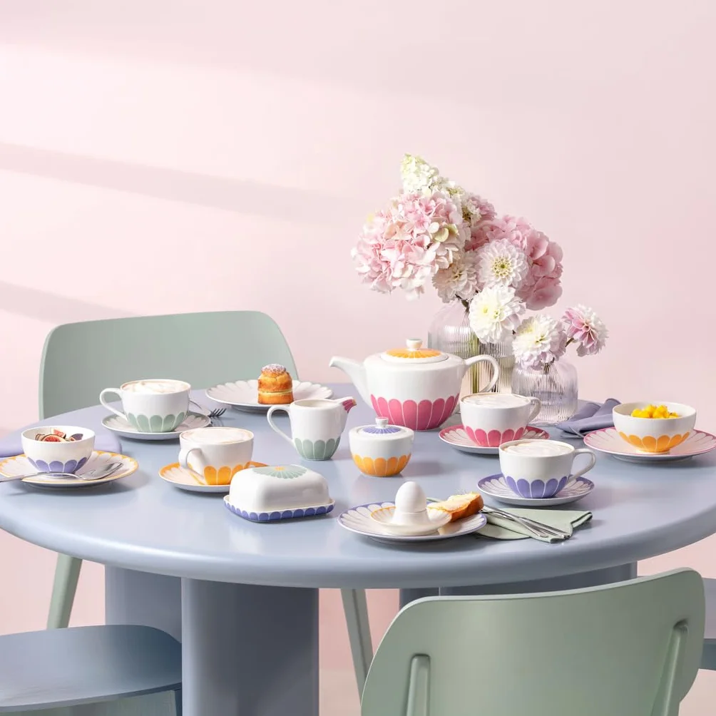 Villeroy & Boch – Fleur kieliszek na jajko, wymiary: ok. 11,5 × 11,5 × 3 cm, wielokolorowy, można myć w zmywarce i używać w kuchence mikrofalowej, kwiatowy wzór, porcelana Premium