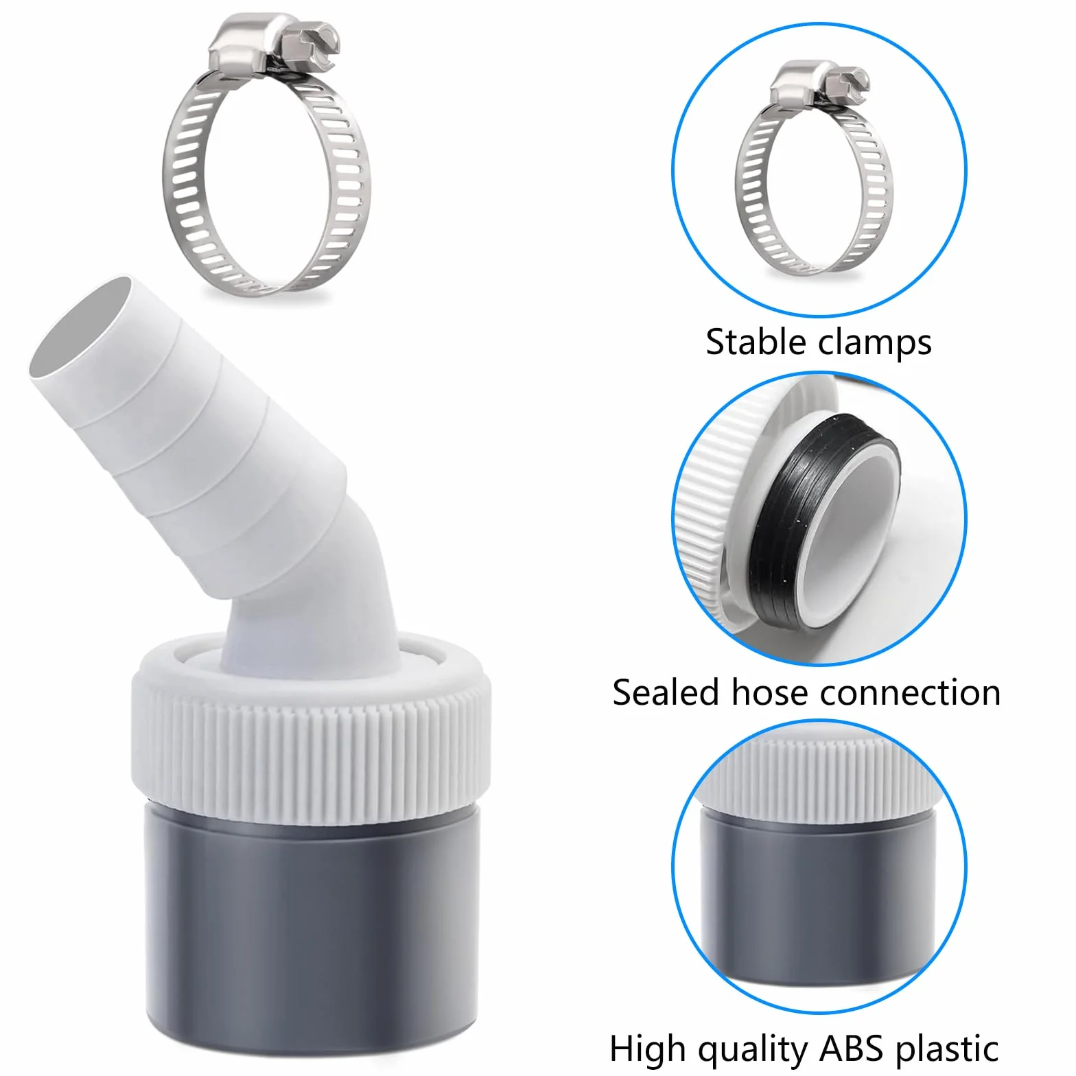 2 adaptery do zmywarki do pralki 1/4 cala, przyłącze pralki z wyjściem do rury Ø 40 mm i wejściem Ø 18-24 mm, z 2 obejmami do węża do zmywarki i suszarki