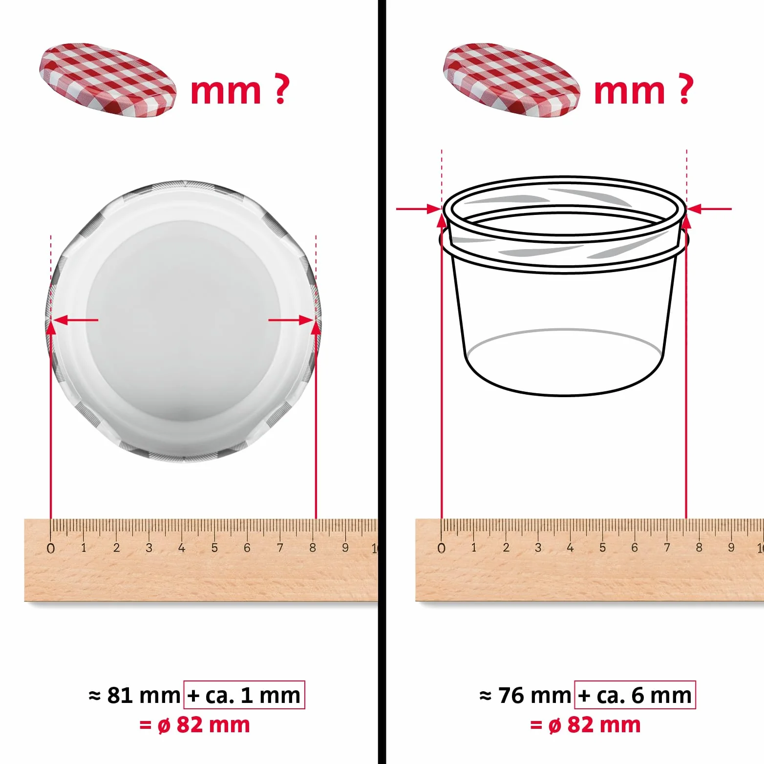 Westmark 15 zakrętek/wieczek do słoików z własnymi przetworami, Okrągłe, ø 82 mm, Blacha biała, Czerwono-białe, W kratkę, 409522E3