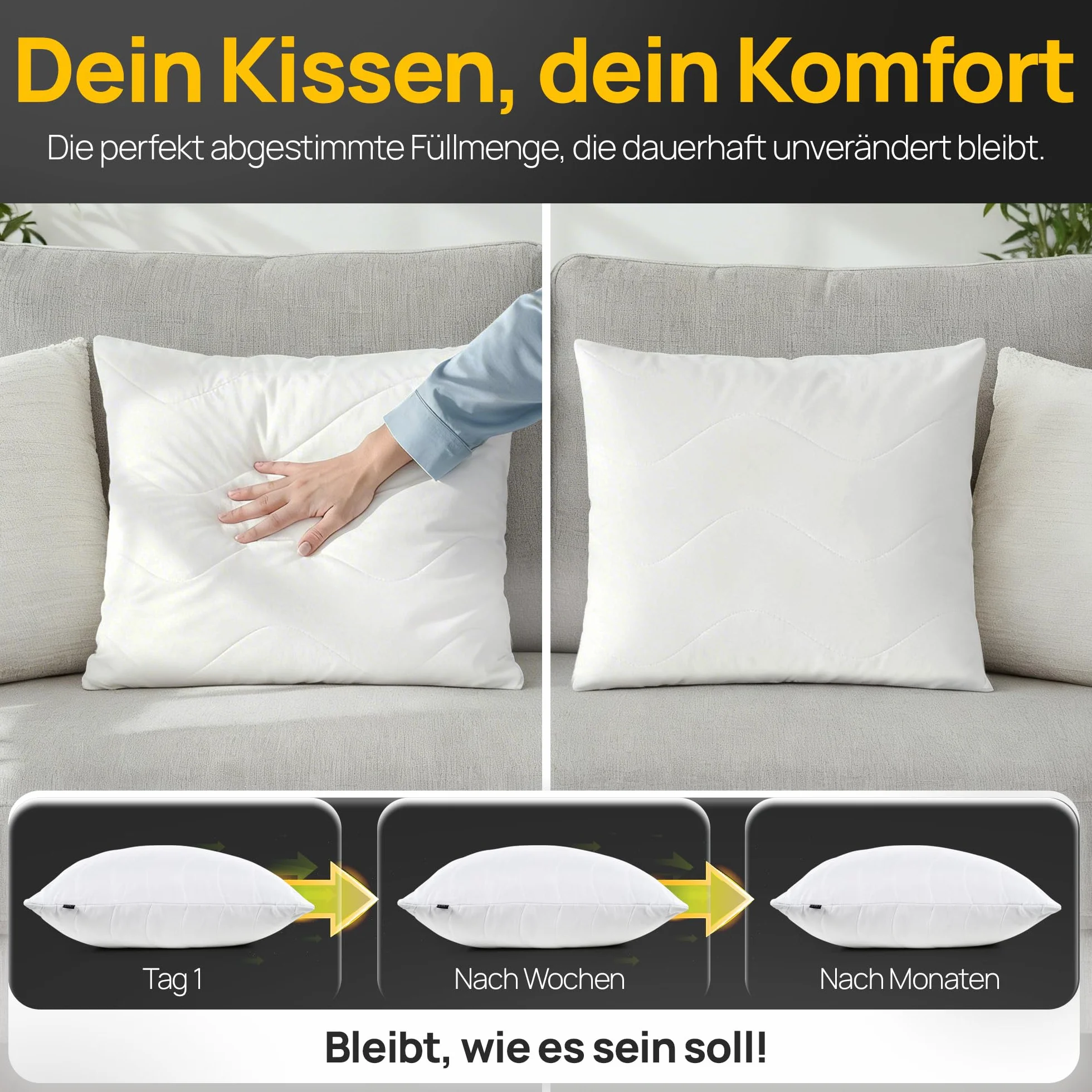 LILENO HOME Poduszka 50 x 50 cm [zestaw 2 sztuk] jako poduszka dekoracyjna z zamkiem błyskawicznym do regulacji, nadaje się do prania w temperaturze do 95°C, sofa i poduszka dekoracyjna na kanapę
