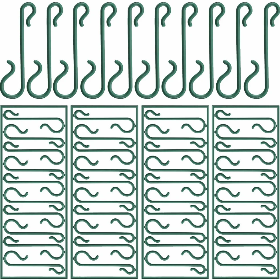 Haczyki na choinkę, 250 sztuk, zielone ornamenty, mini wieszaki na ubrania, małe spirale, wieszaki na choinkę, wieniec bożonarodzeniowy, dekoracja świąteczna, (haczyki w kształcie litery S)