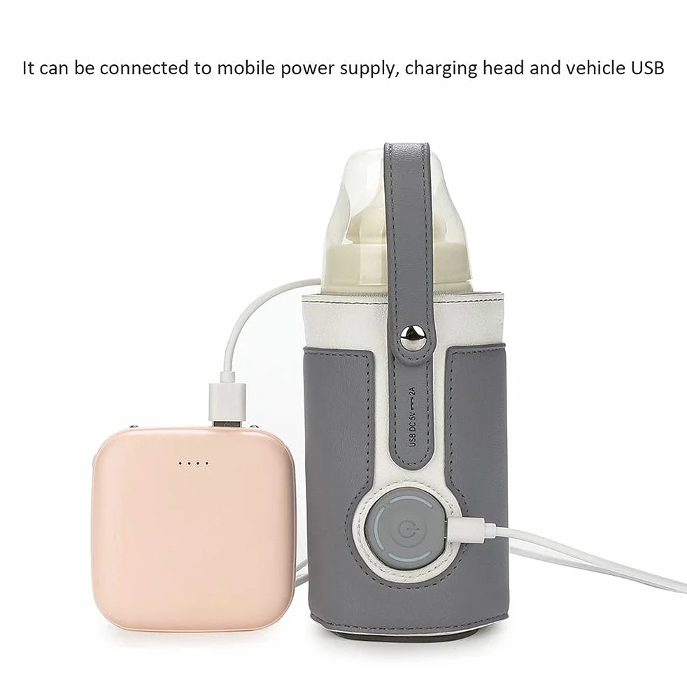 Podgrzewacz do butelek USB, przenośny podgrzewacz do butelek dla niemowląt z podgrzewaczem do butelek z temperaturą Dziecko w podróży Torba dla niemowląt Podgrzewacz do butelek dla niemowląt Torba termoizolacyjna do podróży Pielęgnacja w obszarze dziecka