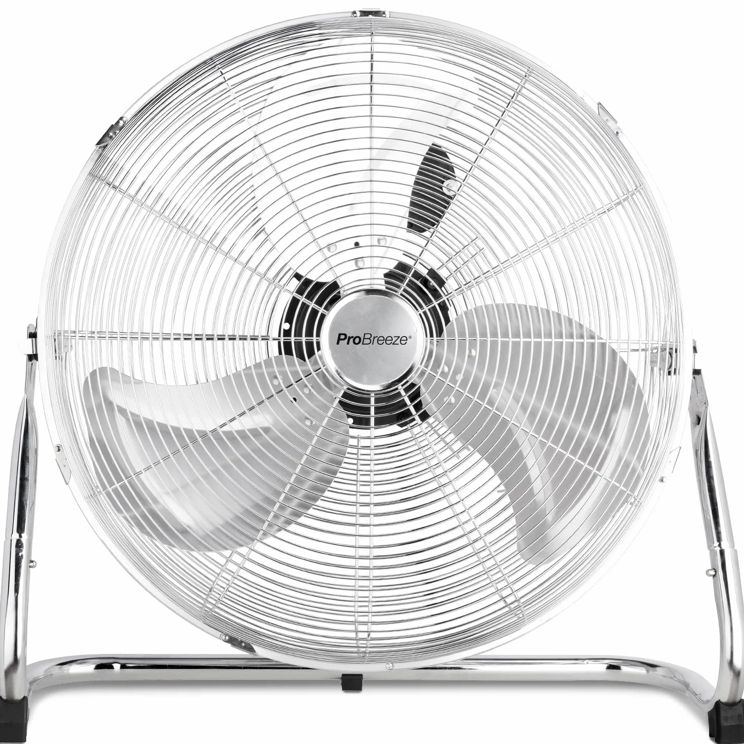 Pro Breeze Wentylator Chłodzący Podłogowy, Duży Wiatrak Przemysłowy, Średnica 50 cm, Mocny Potężny, 120W, Chromowany Okrągły Wytrzymały, 3 Łopatki, do Garażu Warsztatu Sklepu Stodoły Siłowni