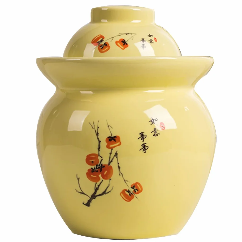 Tradycyjny chiński ceramiczny garnek do fermentacji, słoik do kiszenia z pokrywką z uszczelką wodną, duży pogrubiony ceramiczny słoik do kiszenia, pojemniki do przechowywania kimchi A-1,5 kg (B