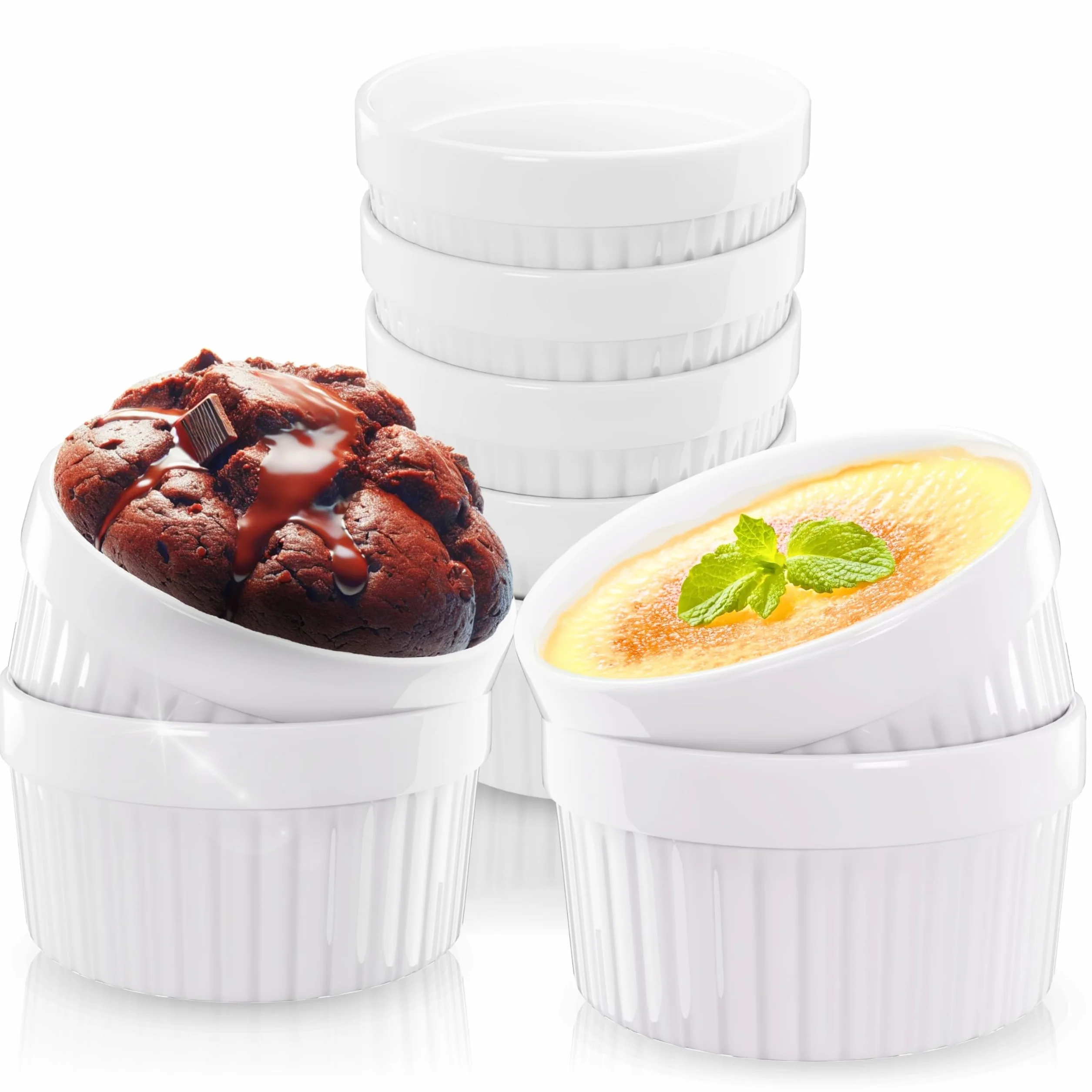 ToCi 6 x kolorowe foremki do piekarnika Ø 9 cm – odporne ceramiczne foremki po 185 ml – kremowe miseczki i miseczki deserowe – formy do pasztetów, czekoladowego sufletu
