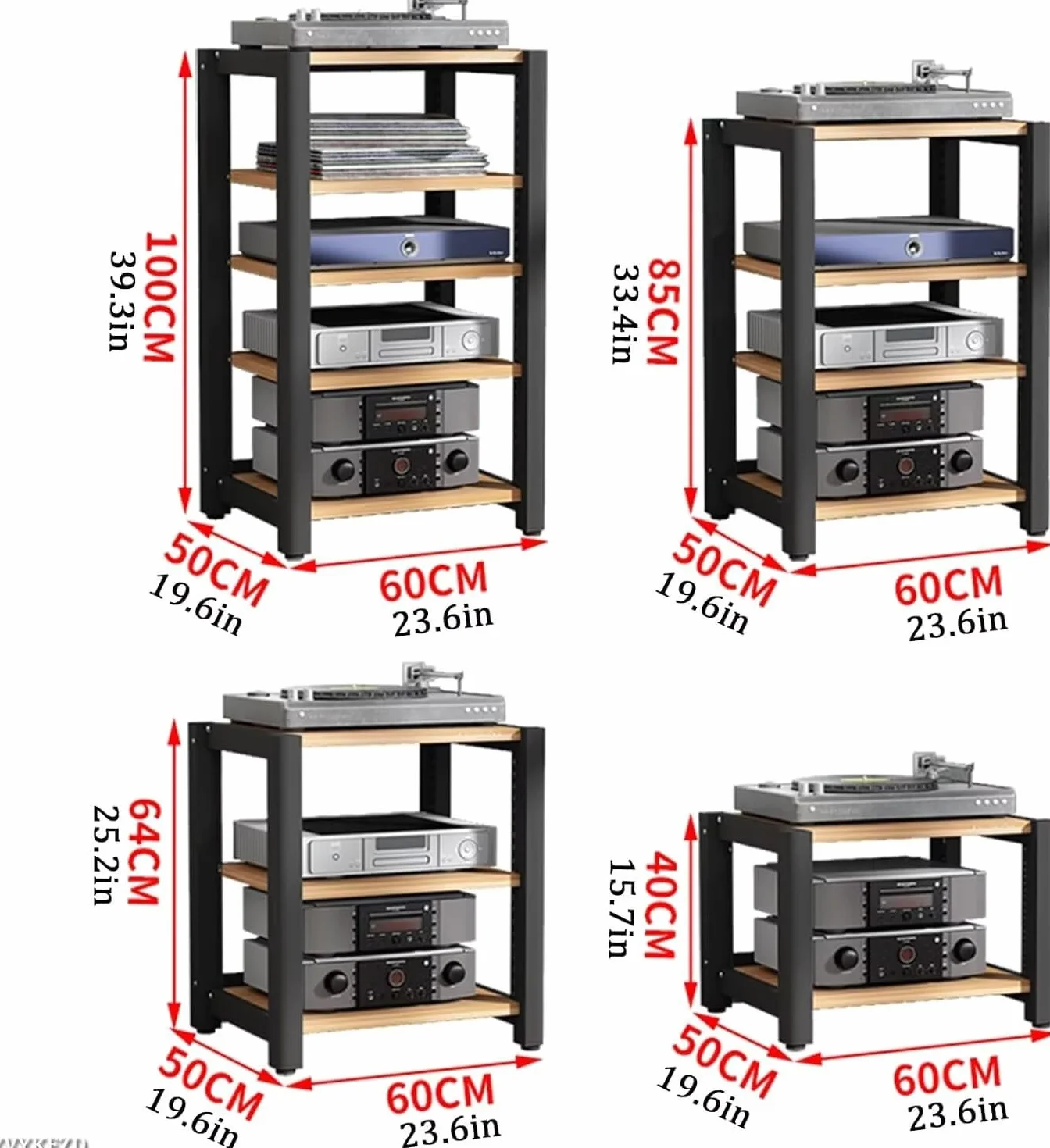 HiFi o Rack, 2/3/4/5-poziomowy stojak na telewizor i o Equint, szafka na gramofony i płyty winylowe, Blu-ray Sto, przetwornik cyfrowo-analogowy i wzmacniacz nizer
