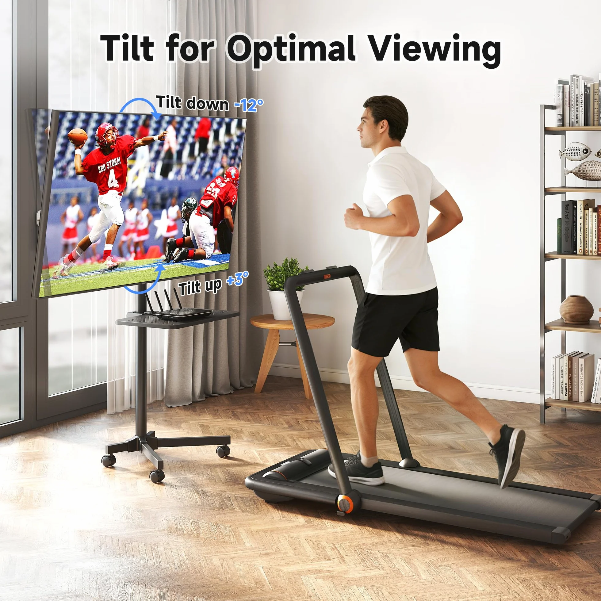 XINLEI Mobilny stojak na telewizor na kółkach z bardzo dużą półką, przenośny wózek na telewizor do płaskich zakrzywionych telewizorów 53.3-152.4 cm do 35 kg, z regulacją wysokości, wysoki stojak na