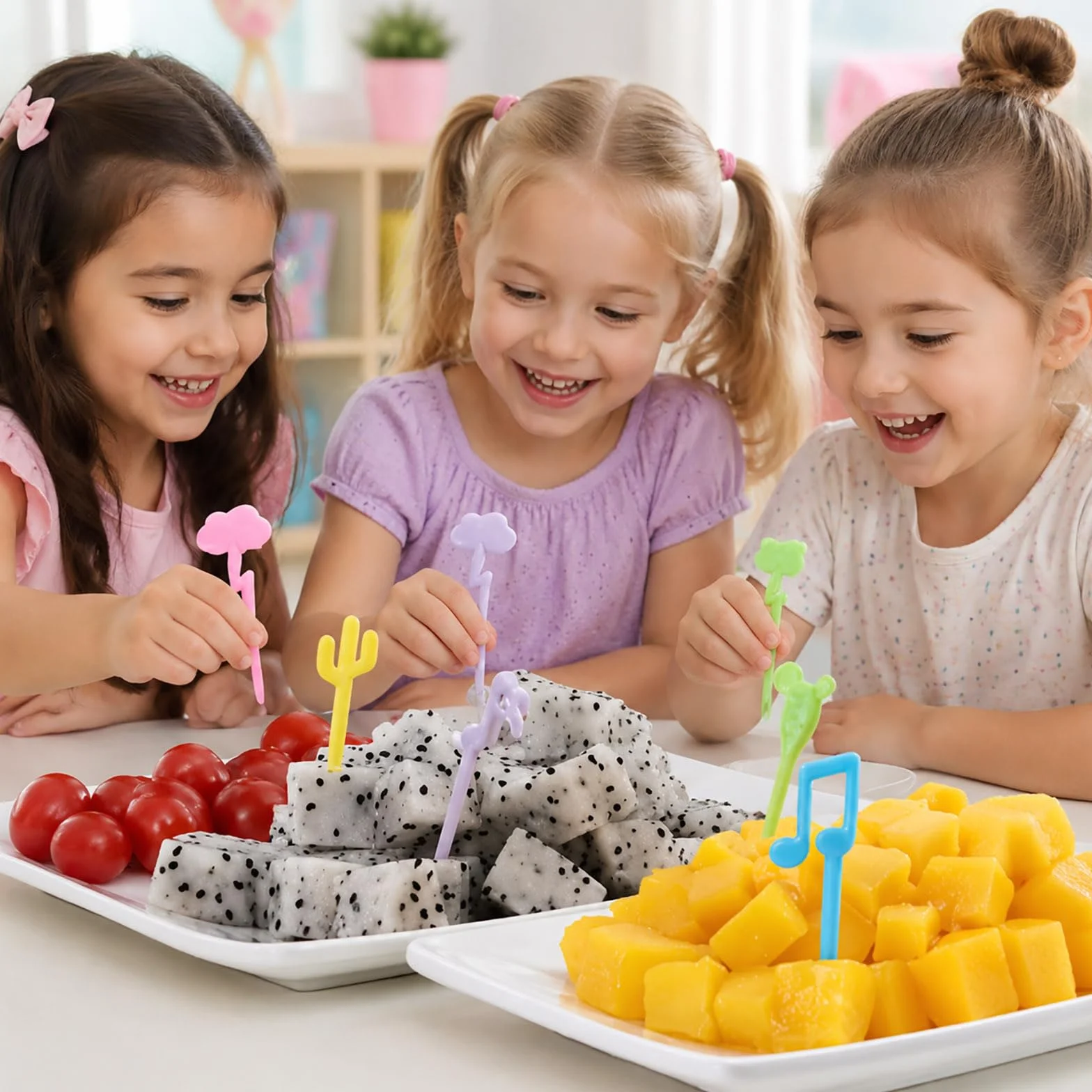 55 szt. Plastikowe Widełko Owocowe ze Zwierzęcym Dekoracje, Urocze Picks Food do ciasta Deser Owocowy, wielokrotnego użytku Mini Toothpick Bento Box Party Supply Lunch Akcesoria (losowy styl)