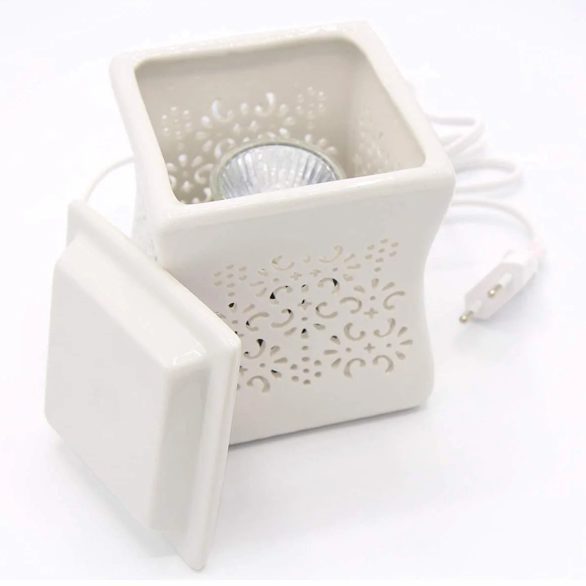 CANDLE-LITE Elektryczna lampa zapachowa – topiarka do wosku – stylowy palnik olejowy – dyfuzor olejków zapachowych – podgrzewacz do świec lampa do domowego biura, sypialni, salonu, spa lub studia fitness