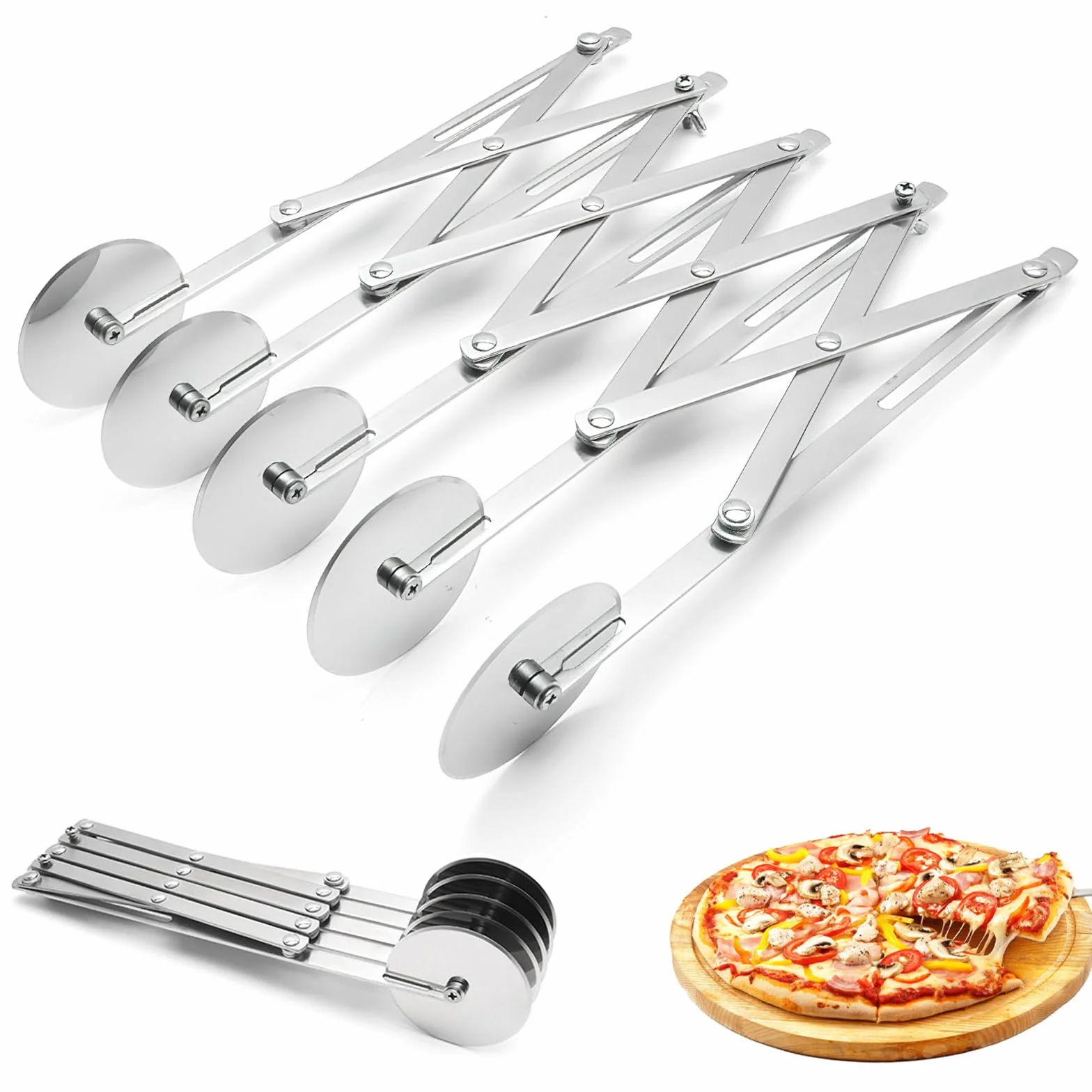5 kółek nóż do pizzy ze stali nierdzewnej, 5 kółek