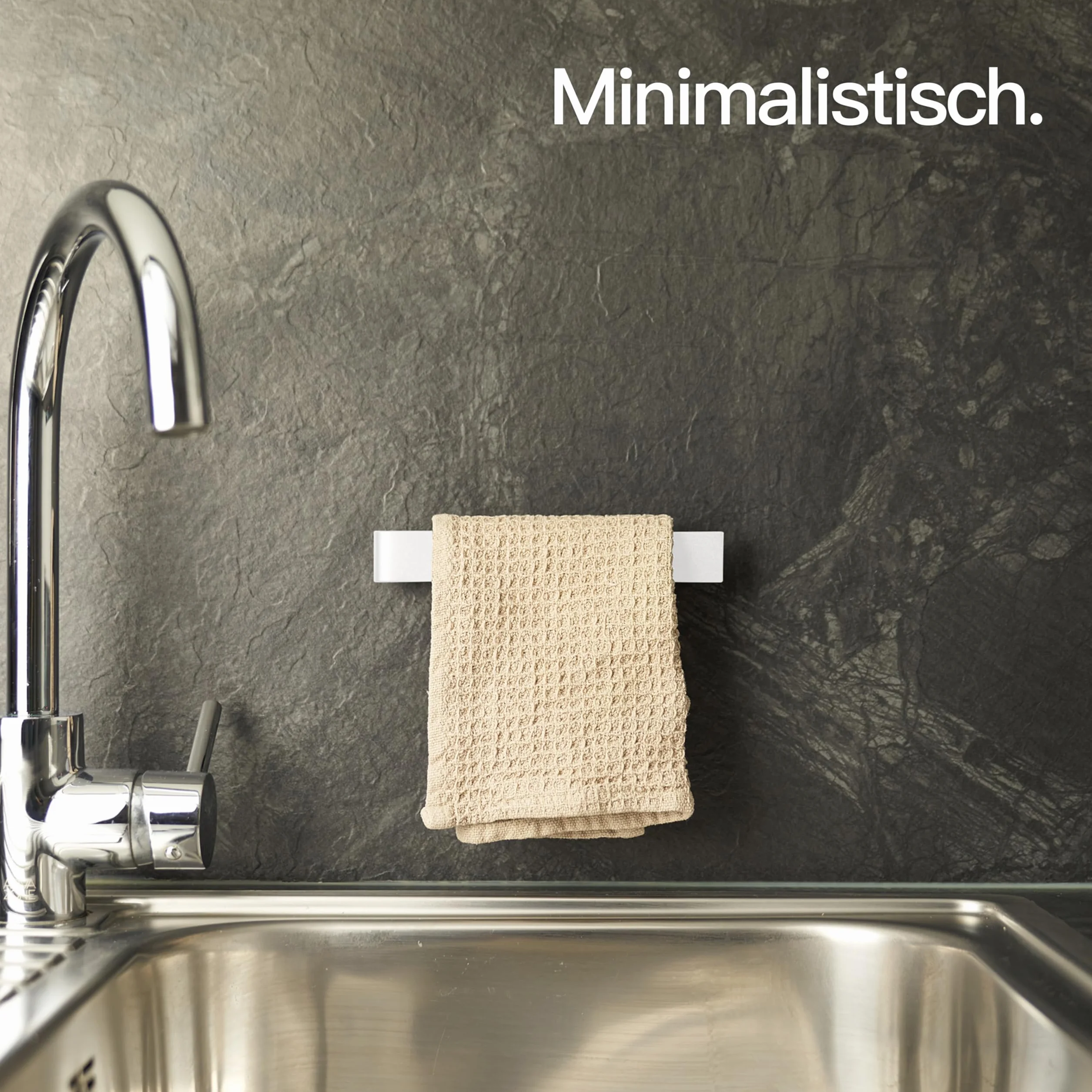 Designfactory Hamburg Uchwyt na ściereczki do naczyń, samoprzylepny uchwyt na szmatkę do naczyń, bez wiercenia, montaż na zlewie i ścianie, uchwyt na ręczniki kuchenne (matowy biały)