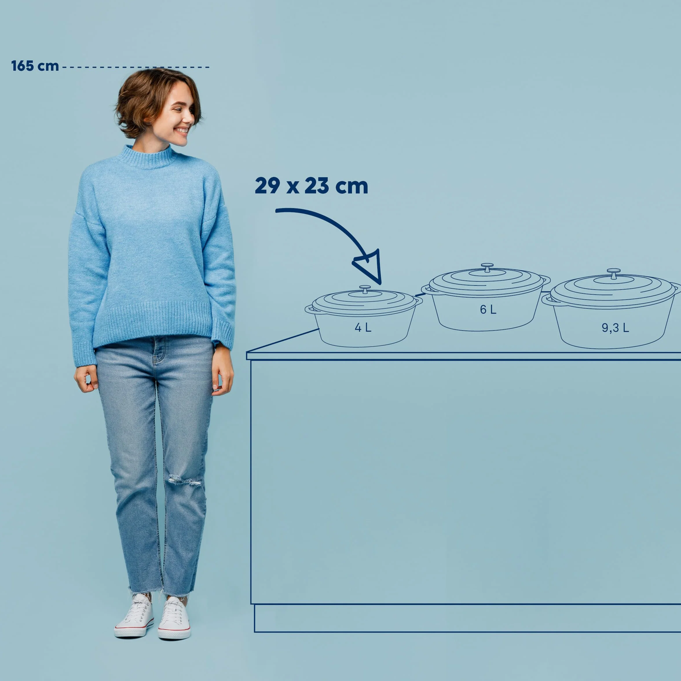 kela Garnek żeliwny owalny 4 litry, Dutch Oven CALIDO, indukcyjna brytfanna żeliwna z pokrywką, żeliwny garnek do pieczenia chleba, emaliowany, jasnoszary