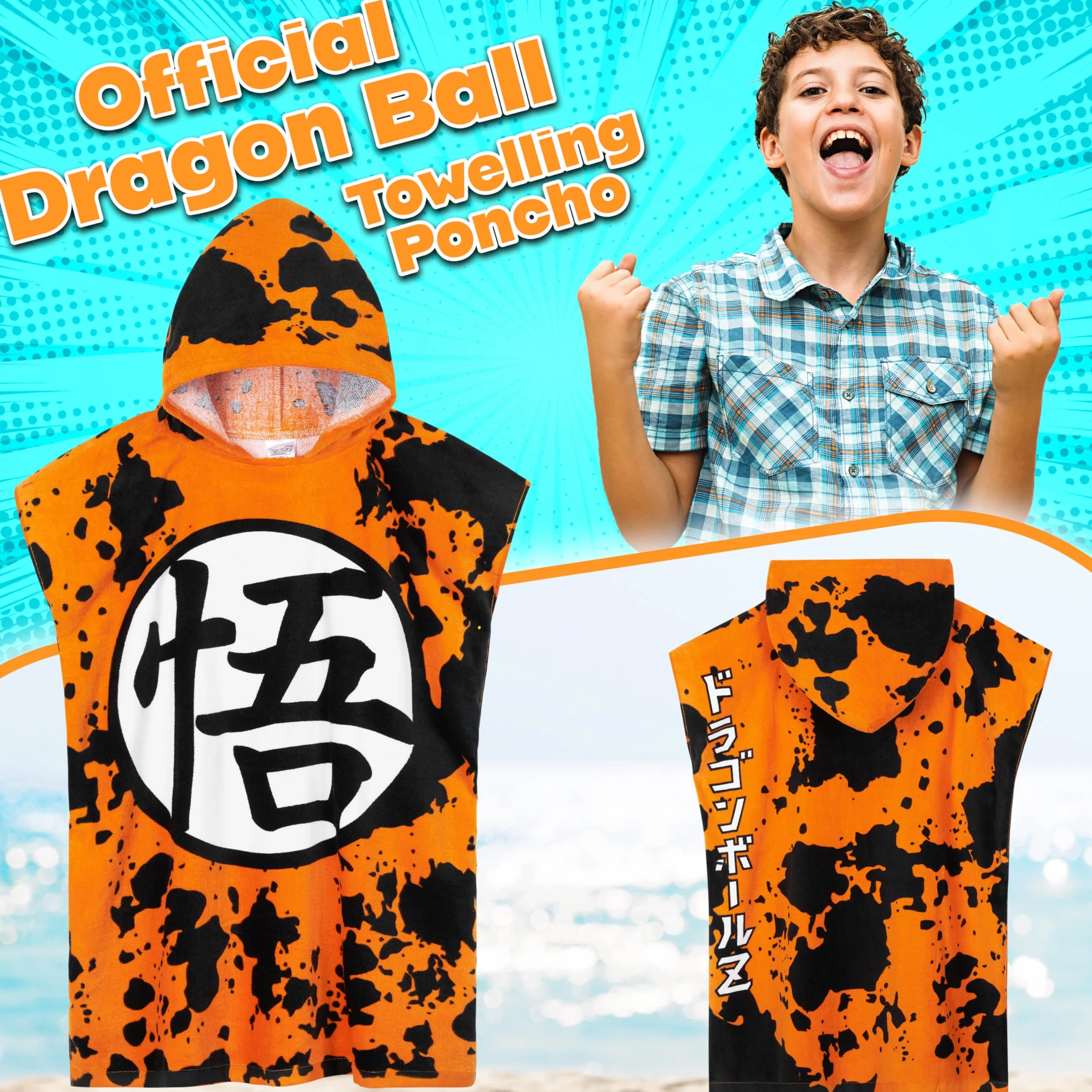 Get Trend Ręcznik plażowy dla chłopców, poncho dla dzieci (pomarańczowy)