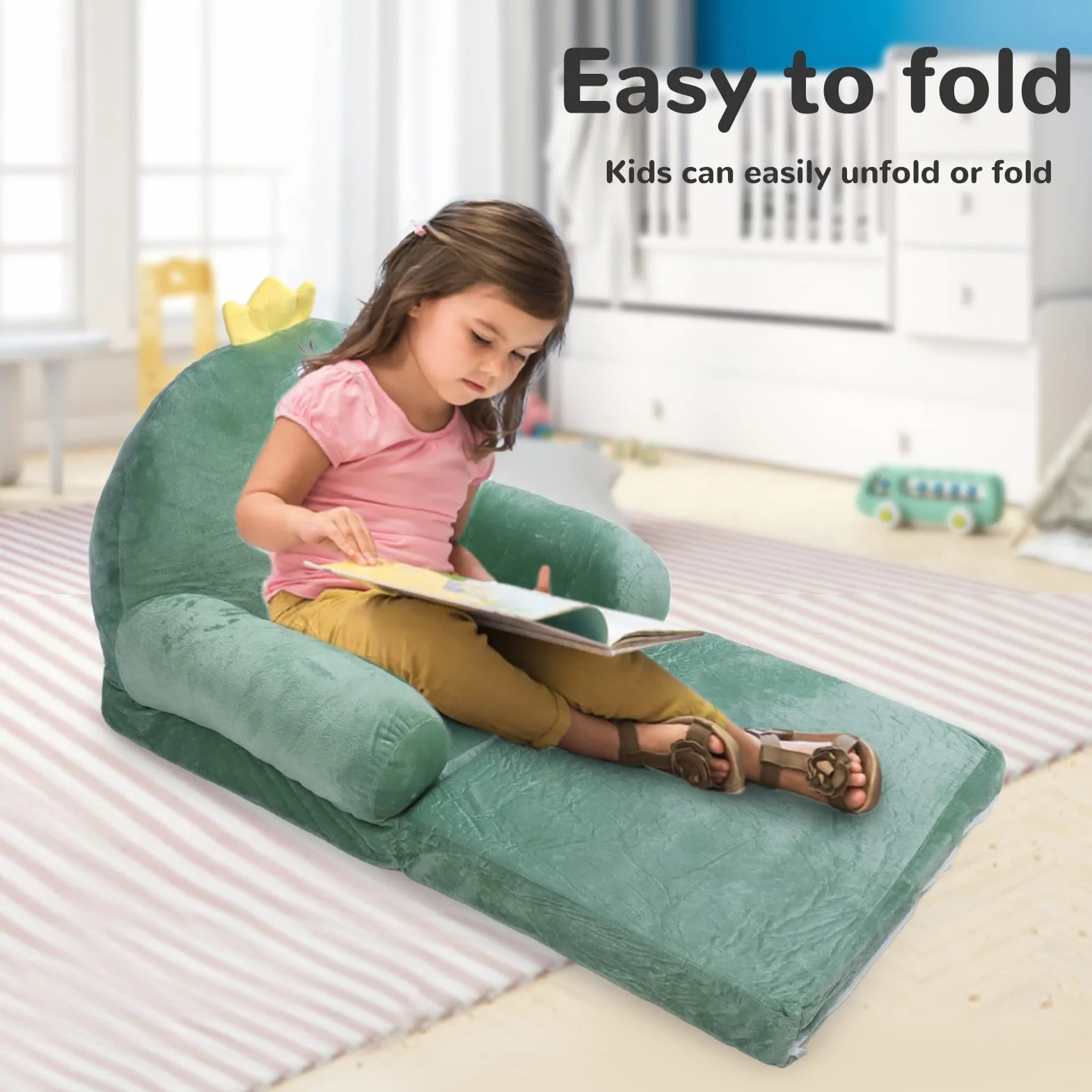 Sofa dla Malucha, Rozkładana Kanapa dla Dzieci, Rozkładany Leżak 2 w 1, Kanapa do Spania z Kreskówek dla Dzieci, Rozkładana Sofa, Miękkie Pluszowe Meble Dziecięce do Pokoju Zabaw