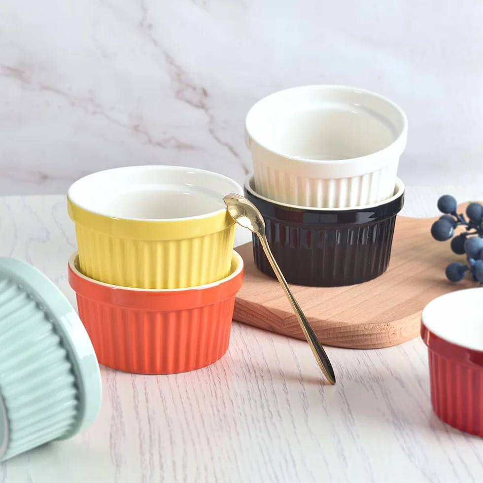homEdge Zestaw porcelanowych ramekinów, 240 ml / 8 uncji, miska do lodów, kremowa brûlée ramekins, do pieczenia, zestaw 6 szt. w kolorze turkusowym