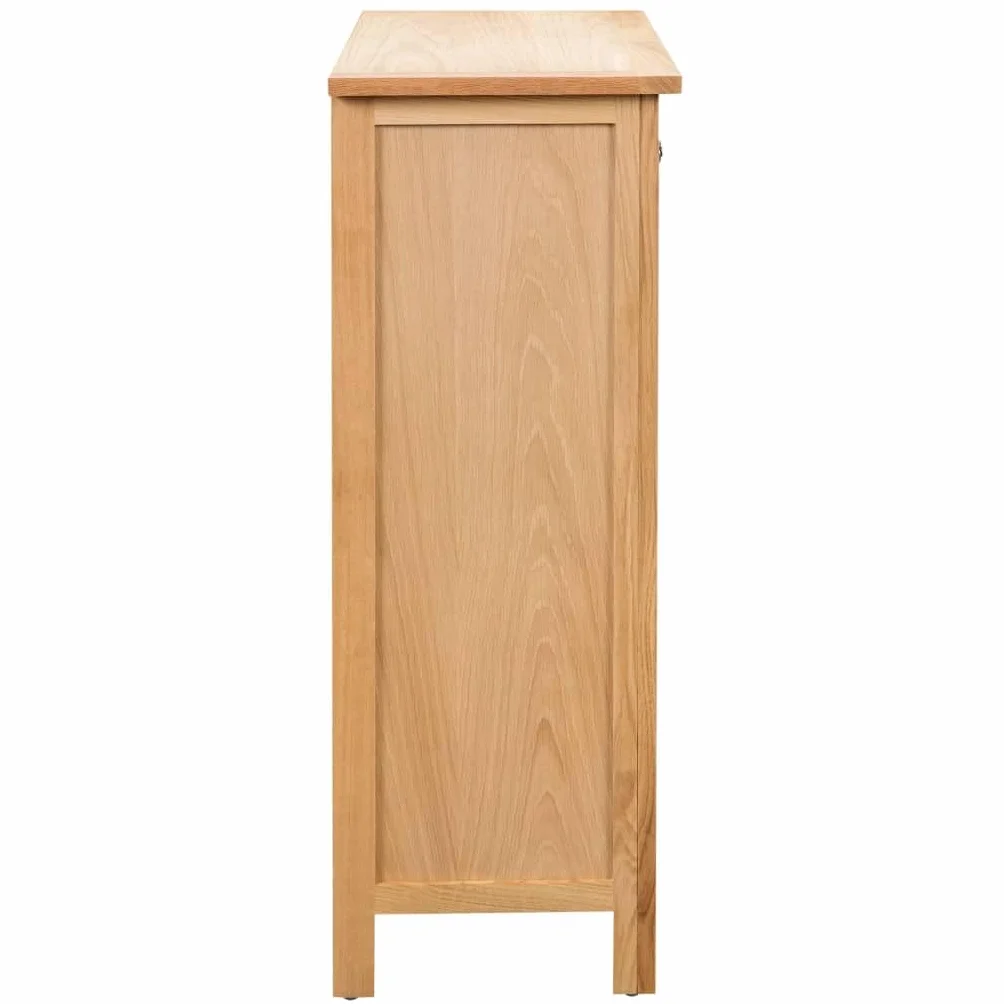 Générique Stojak na butelki z litego dębu, 72 x 32 x 90 cm, wytrzymały stojak do przechowywania wina z rozkloszowanymi półkami, elegancki regał na wino, łatwy montaż