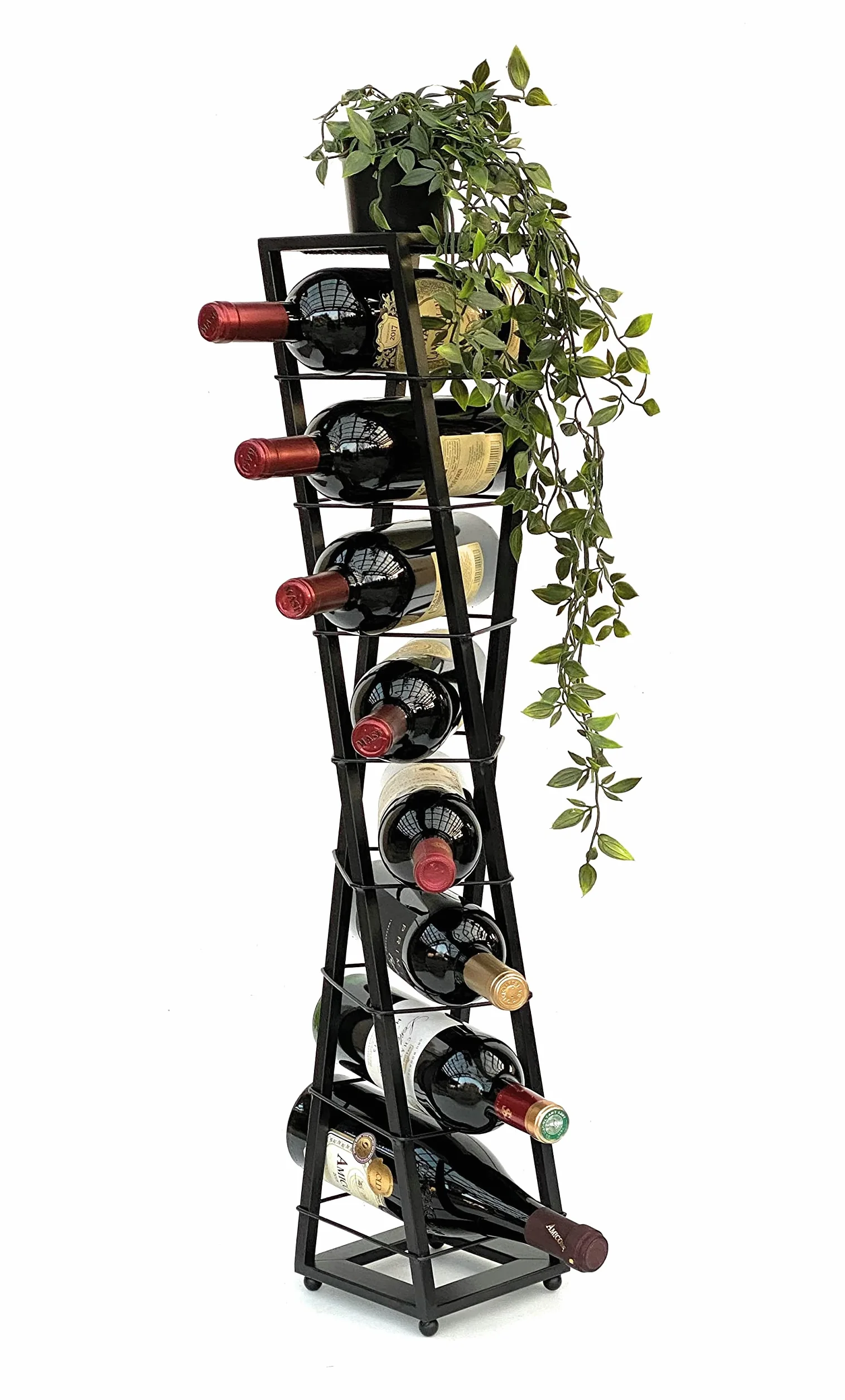 DanDiBo Esperanza Design stojak na wino, metalowy, czarny stojak na kwiaty, 80 cm, stojak na butelki, stojak na butelki, czarny stojak na kwiaty