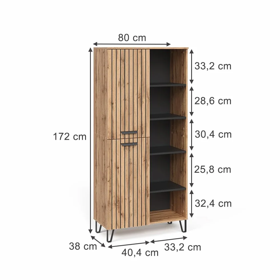 Vicco Szafa "Amber", Oak Wotan, 80 x 172 cm z 5 przegrodami