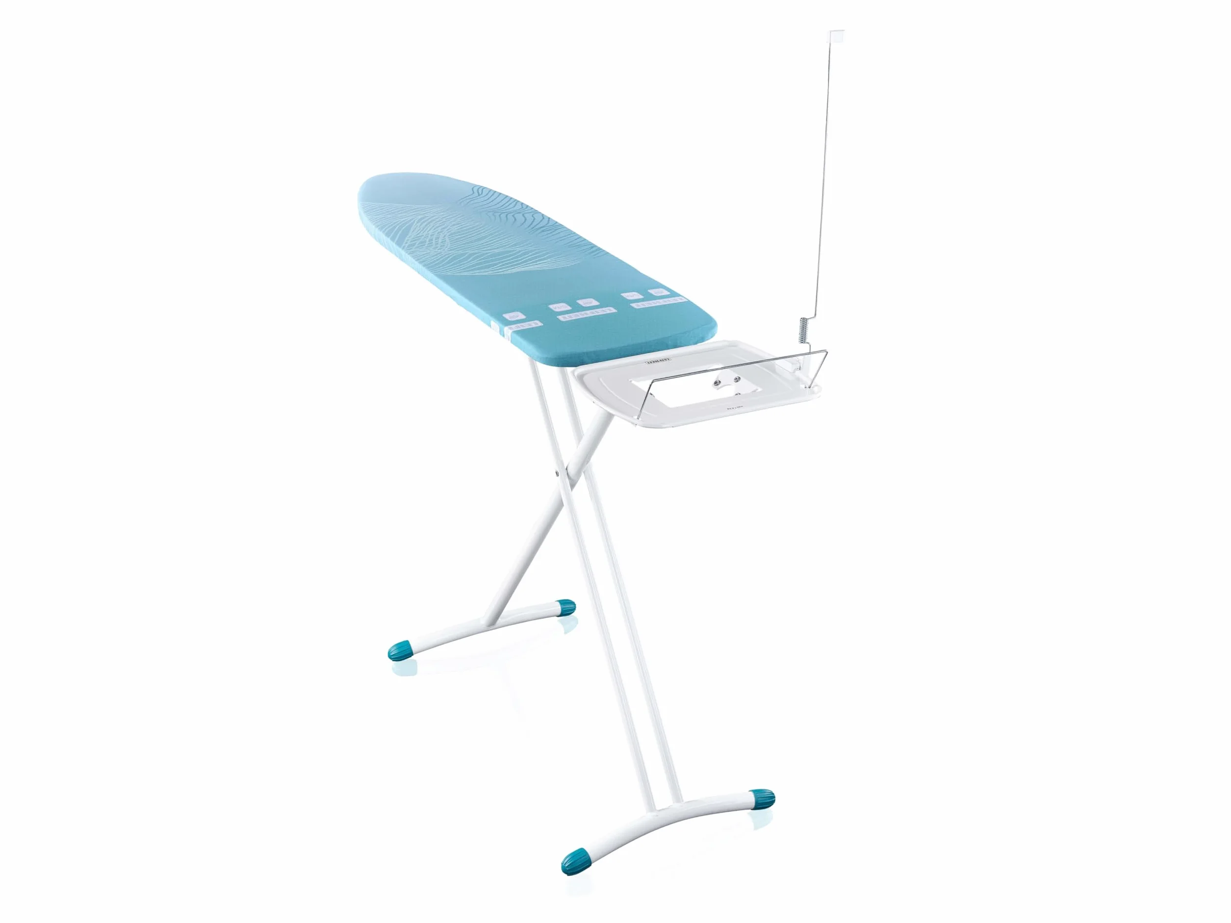 Leifheit Deska do Prasowania Air Board Express M Solid, 120 x 38 cm | Ultralekka konstrukcja, półka na stację parową, regulacja wysokości do 100 cm, uchwyt na kabel i wieszaki