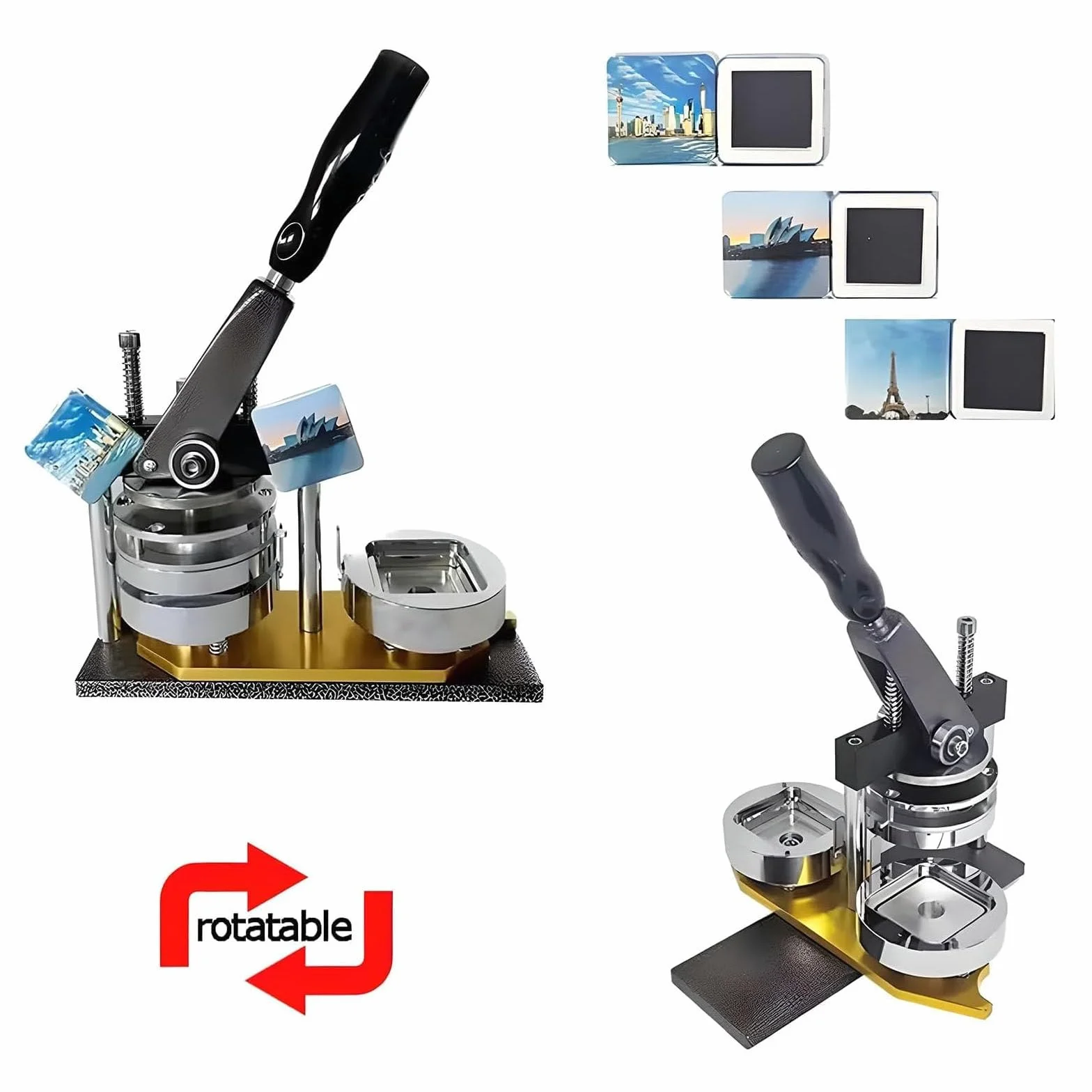Profesjonalna Prasa Do Kwadratowych Odznak Diy, Zestaw Maszyn Do Produkcji MagnesóW Na ZdjęCia, 2 * 2 Cale/5 * 5 Cm Hd Maszyna Do Produkcji MagnesóW Na LodóWkę Z 100 Zestawami MateriałóW
